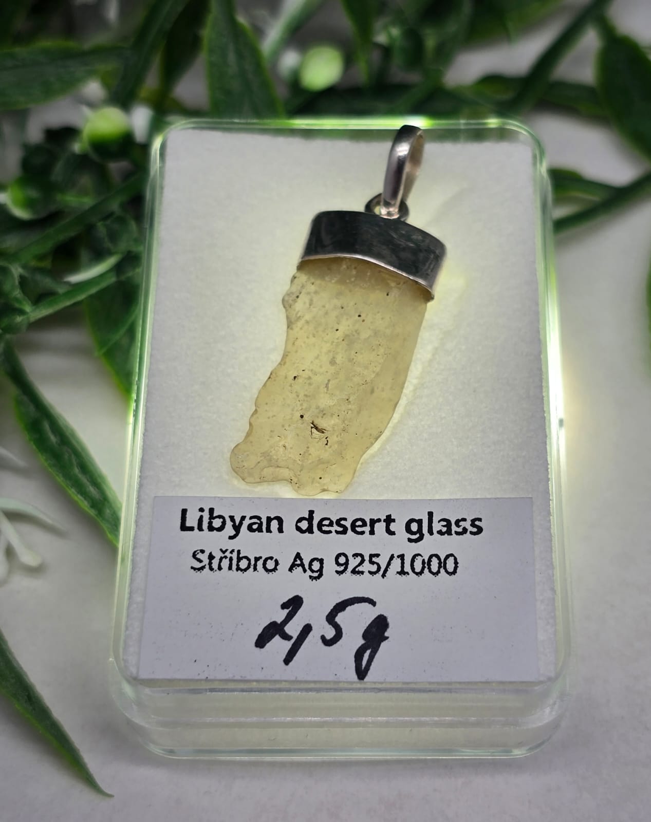 Libyan Gold Desert Glass 925 Silver Pendant 2.5g Crystal Wellness