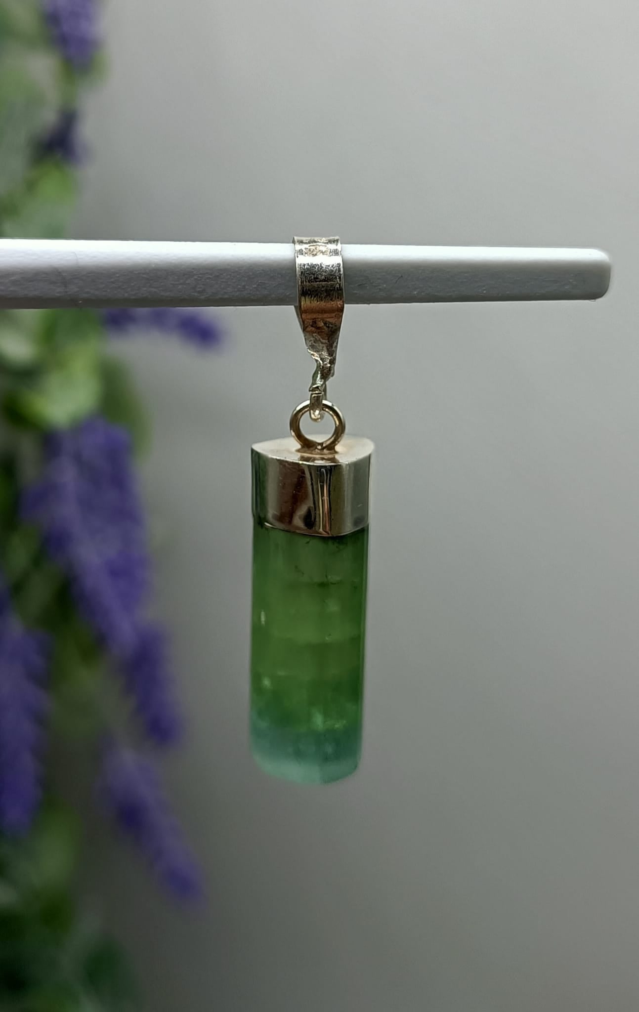 Green Tourmaline 925 Sterling Silver Pendant Crystal Wellness