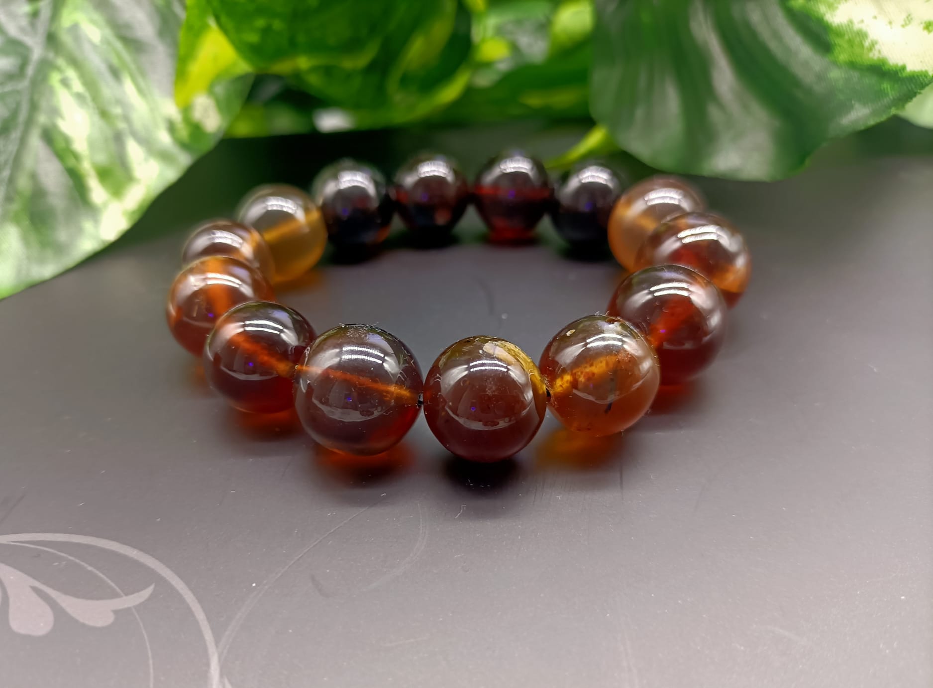 Genuine Sumatran Blue Amber 14mm Beads Bracelet RARE Crystal Wellness