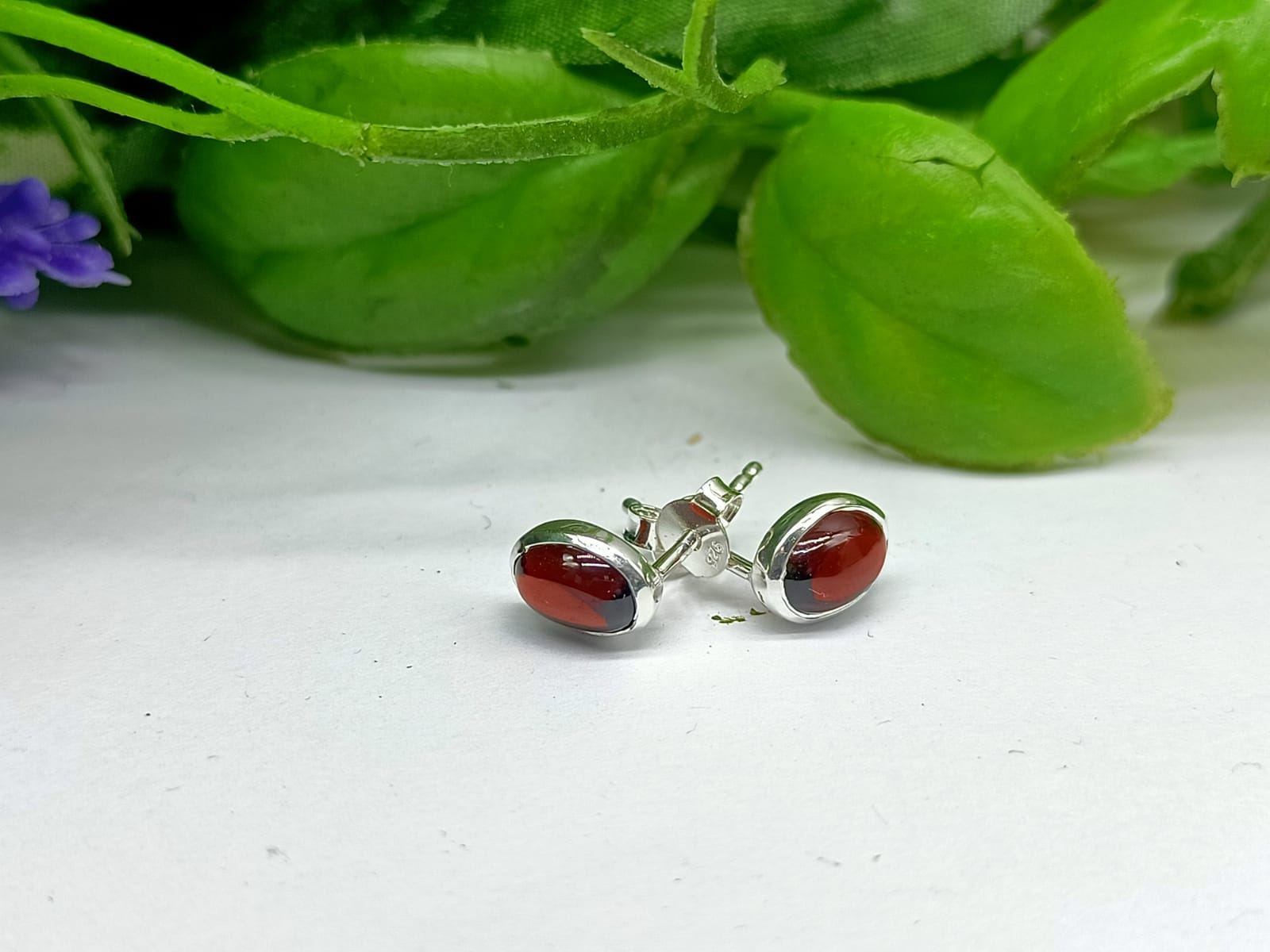 Garnet 925 Sterling Silver Studs Crystal Wellness