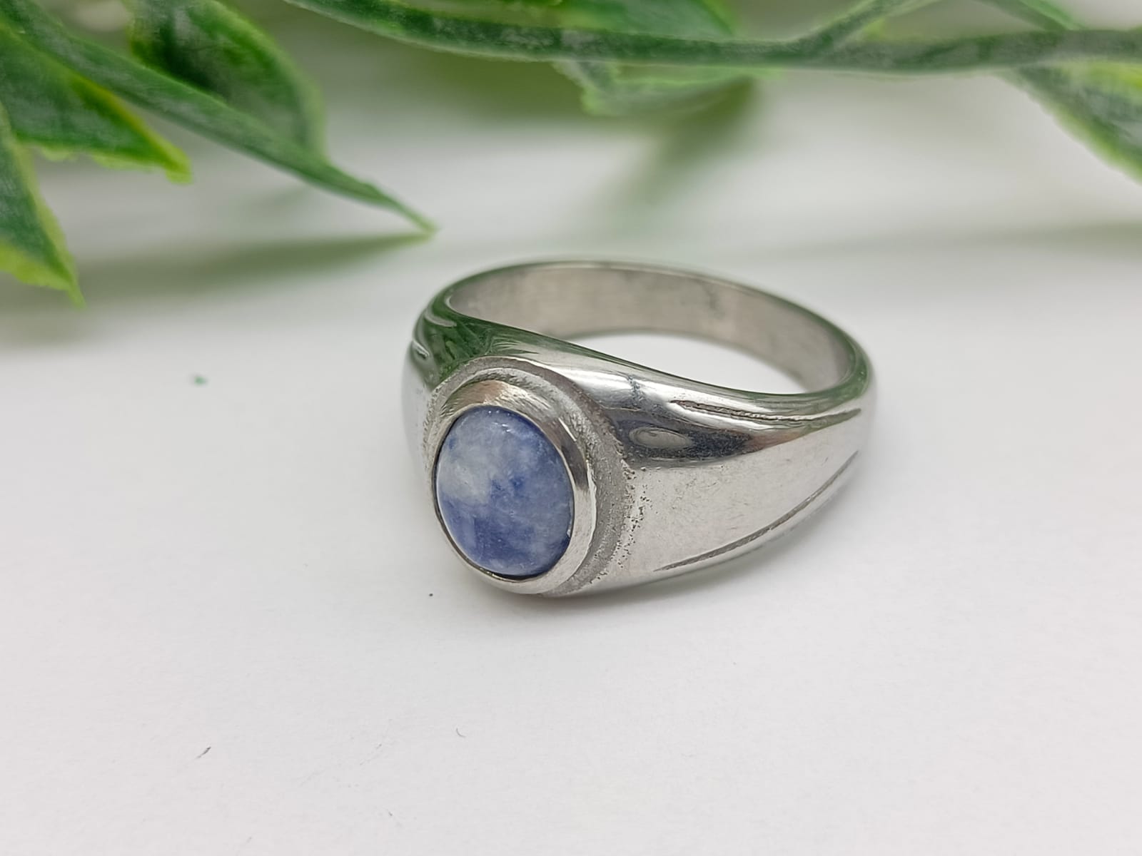 Blue Spot Titanium Ring Size 9 US Crystal Wellness