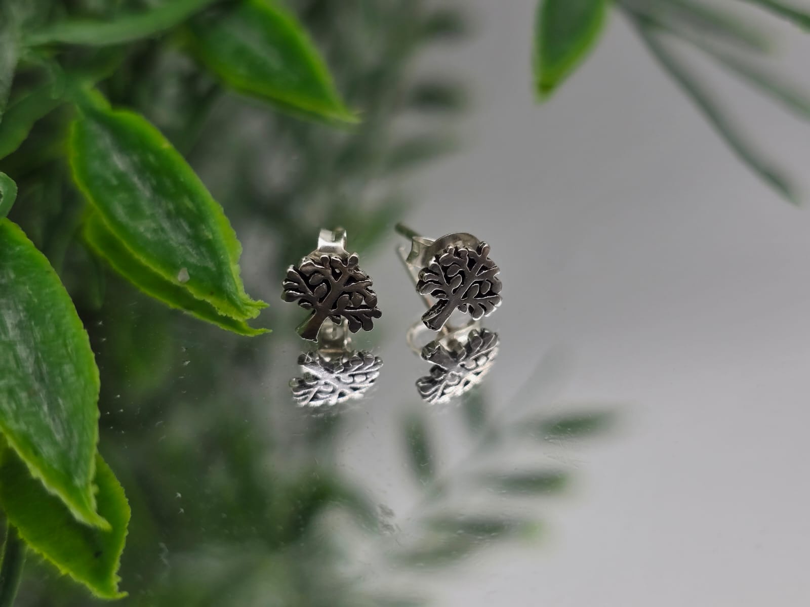 Minimal Tree of Life Stud Earrings Crystal Wellness