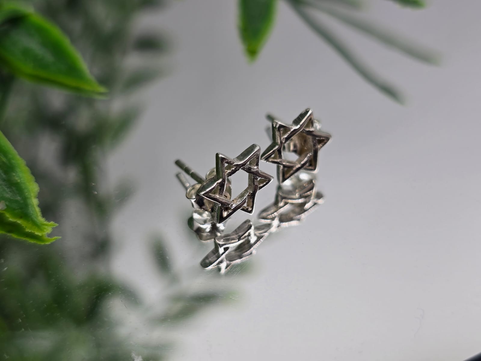 Sterling Silver Star of David Stud Earrings Crystal Wellness