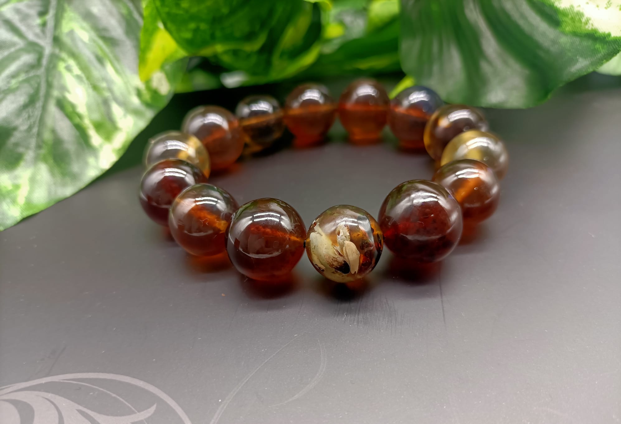Genuine Sumatran Blue Amber 12mm Beads Bracelet RARE Crystal Wellness