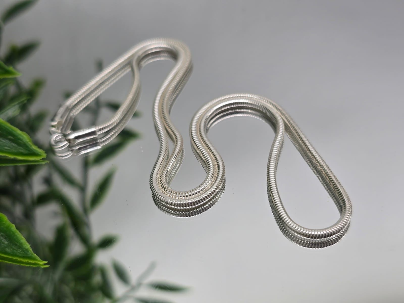 Snake Chain Necklace in 925 Sterling Silver Crystal Wellness
