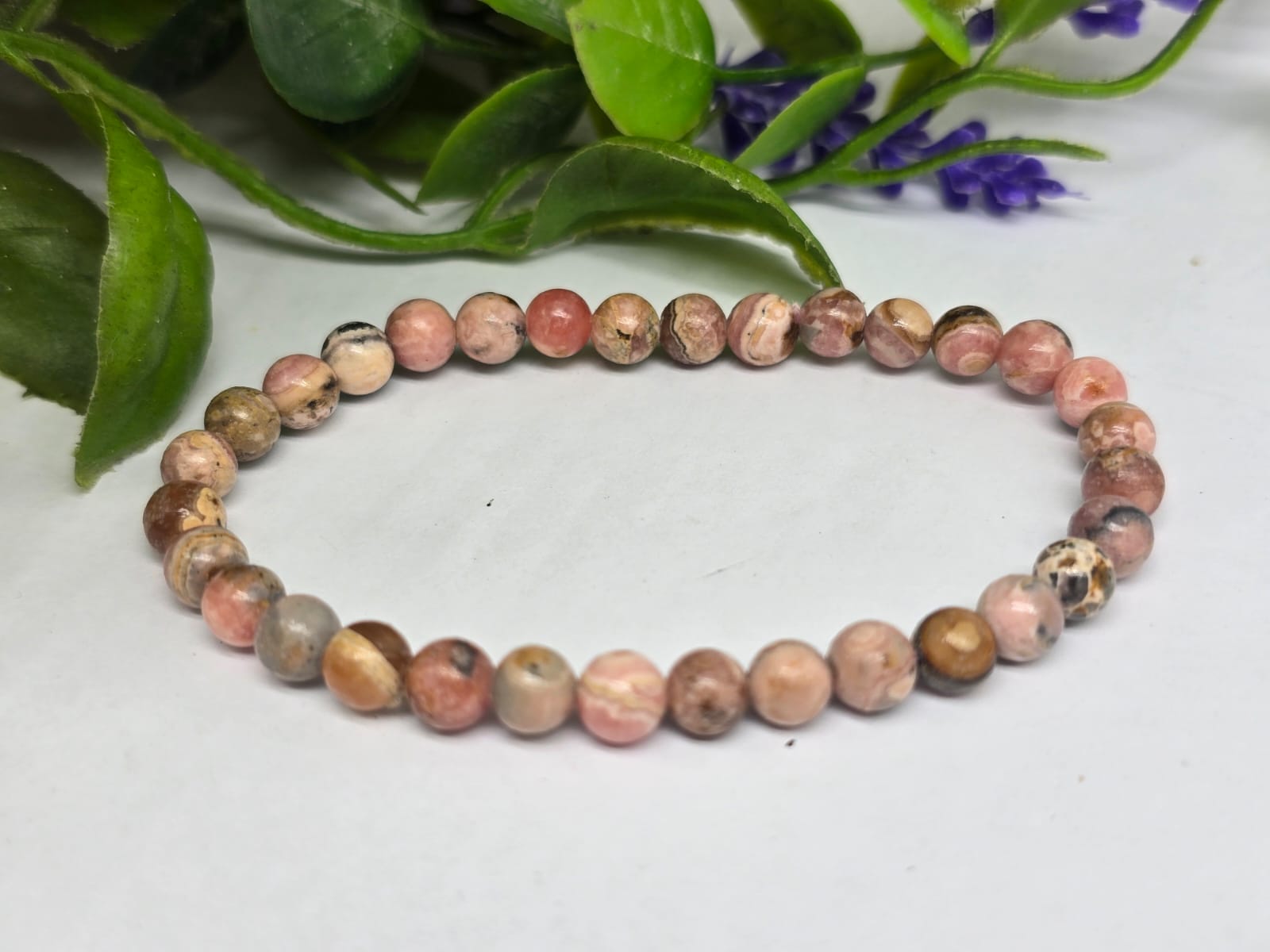 Rhodochrosite Beads Bracelet Crystal Wellness