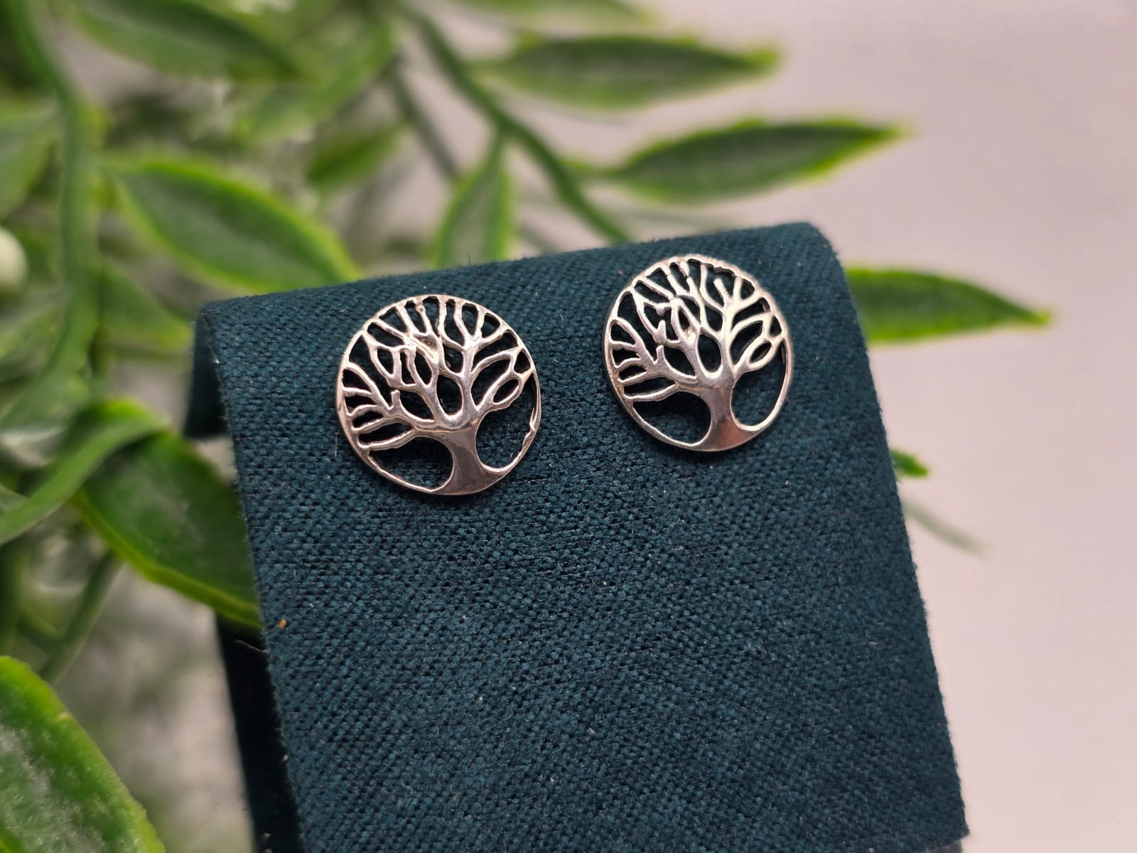 Tree of Life Sterling Silver Stud Earrings Crystal Wellness