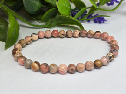 Rhodochrosite Beads Bracelet Crystal Wellness