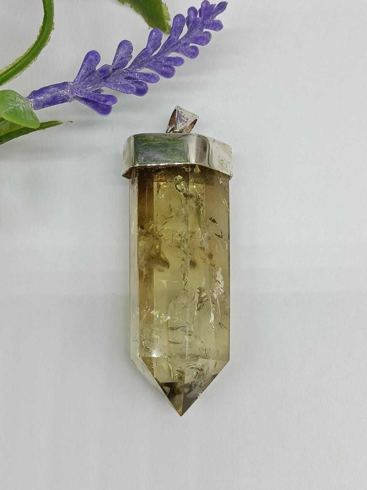 Genuine Natural Citrine 925 silver Large Pendant 51x18mm Crystal Wellness