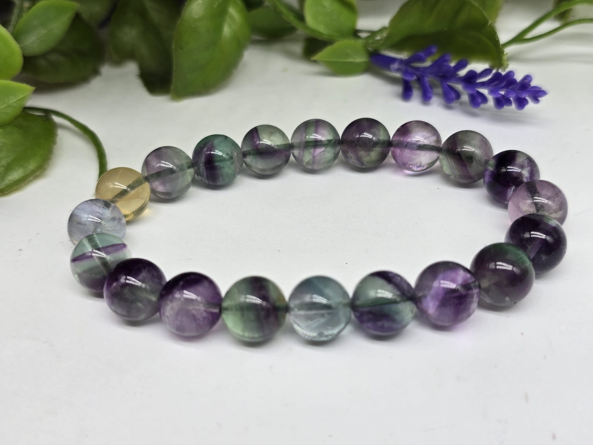 Multicolour Rainbow Fluorite Beads Bracelet 10mm - High Grade Crystal Wellness