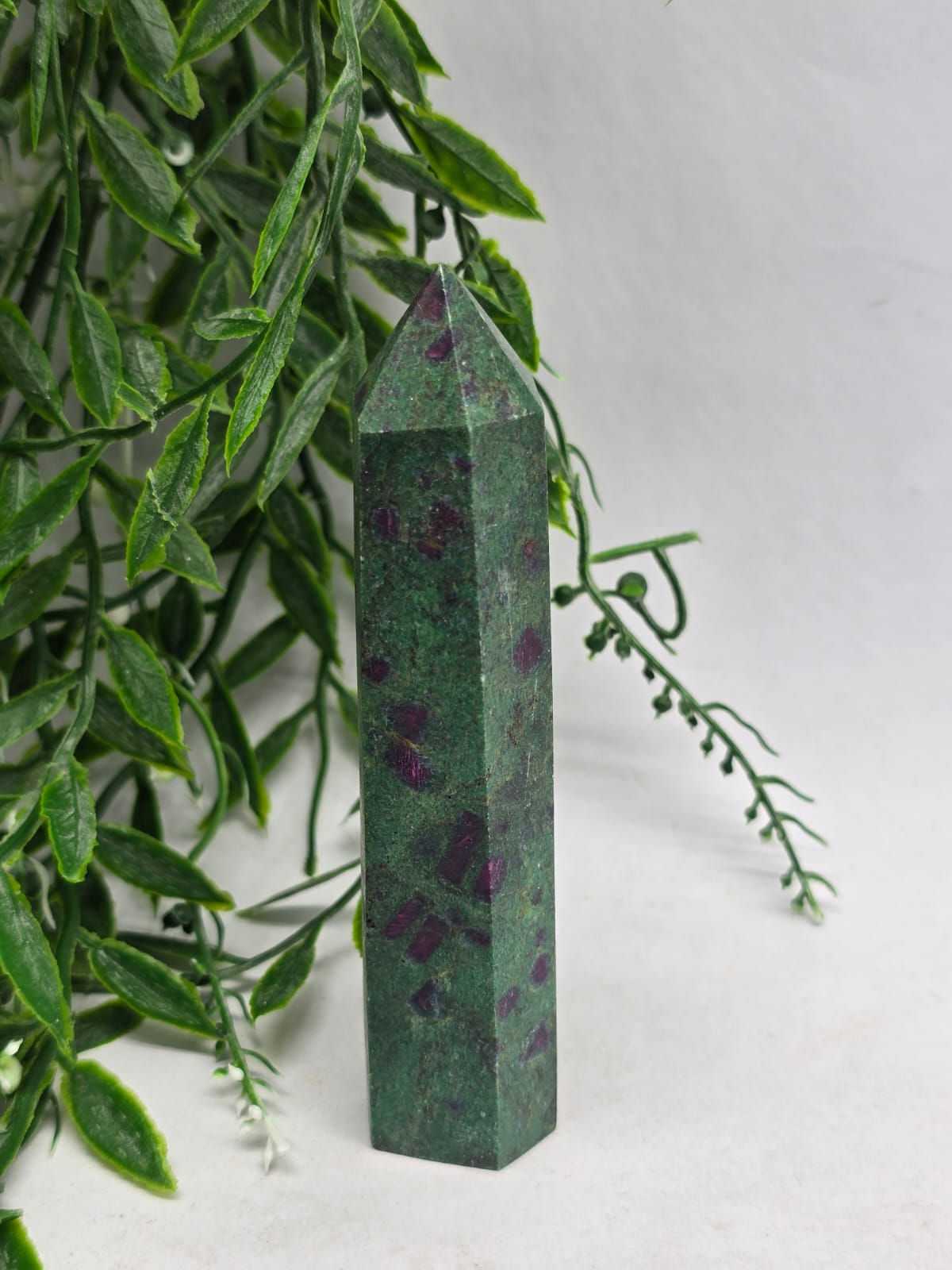 Ruby Fuchsite Point Crystal Wellness