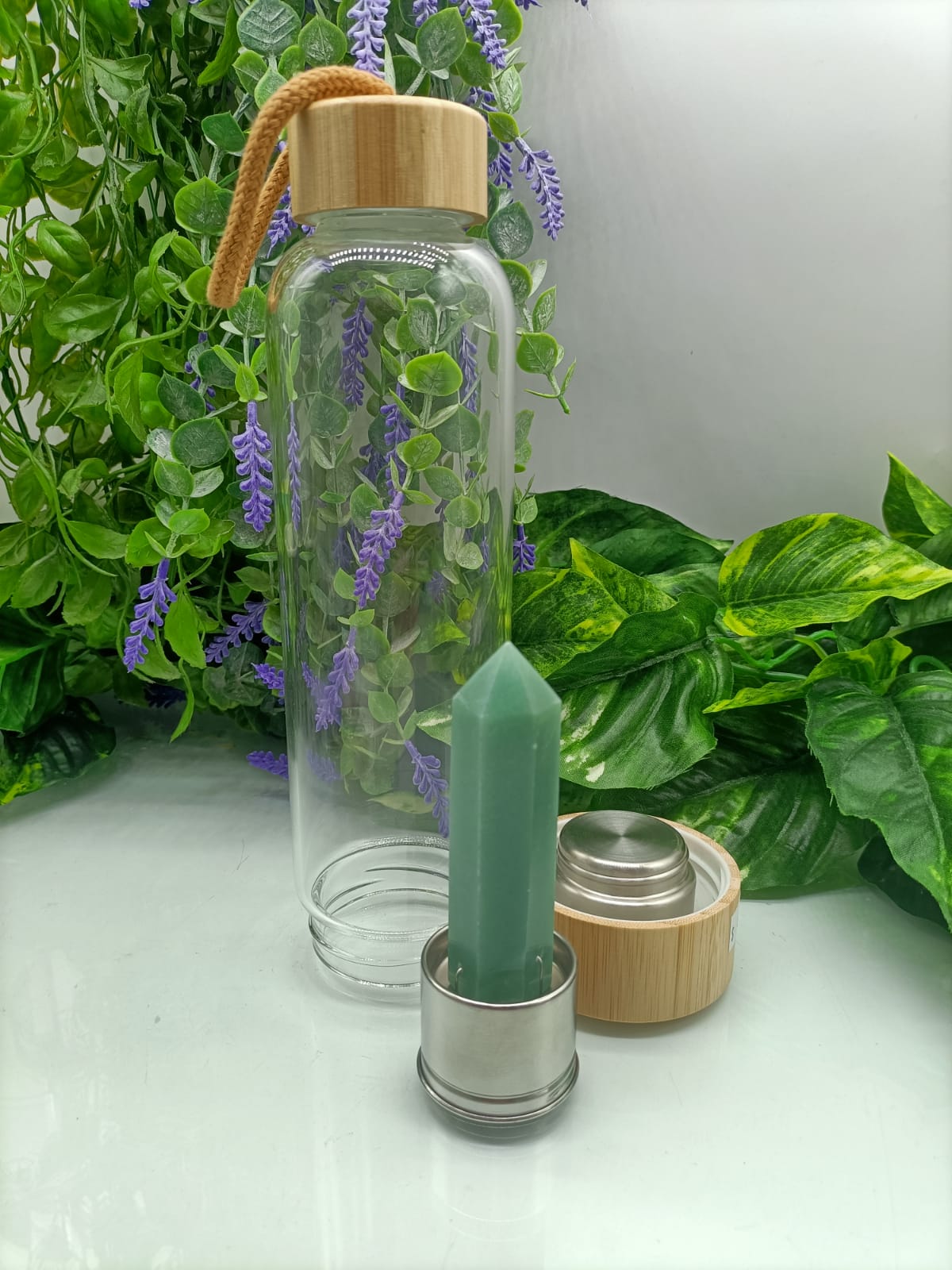 Infused Healing Crystal Bamboo Water Bottle Crystal Wellness