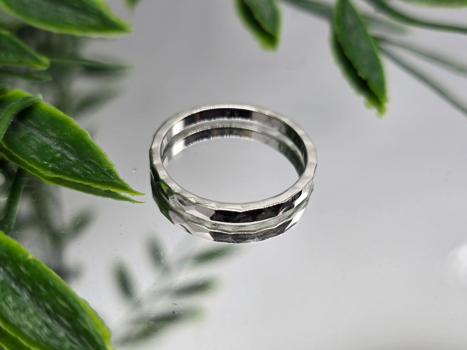 Faceted Sterling Silver Band Ring Crystal Wellness
