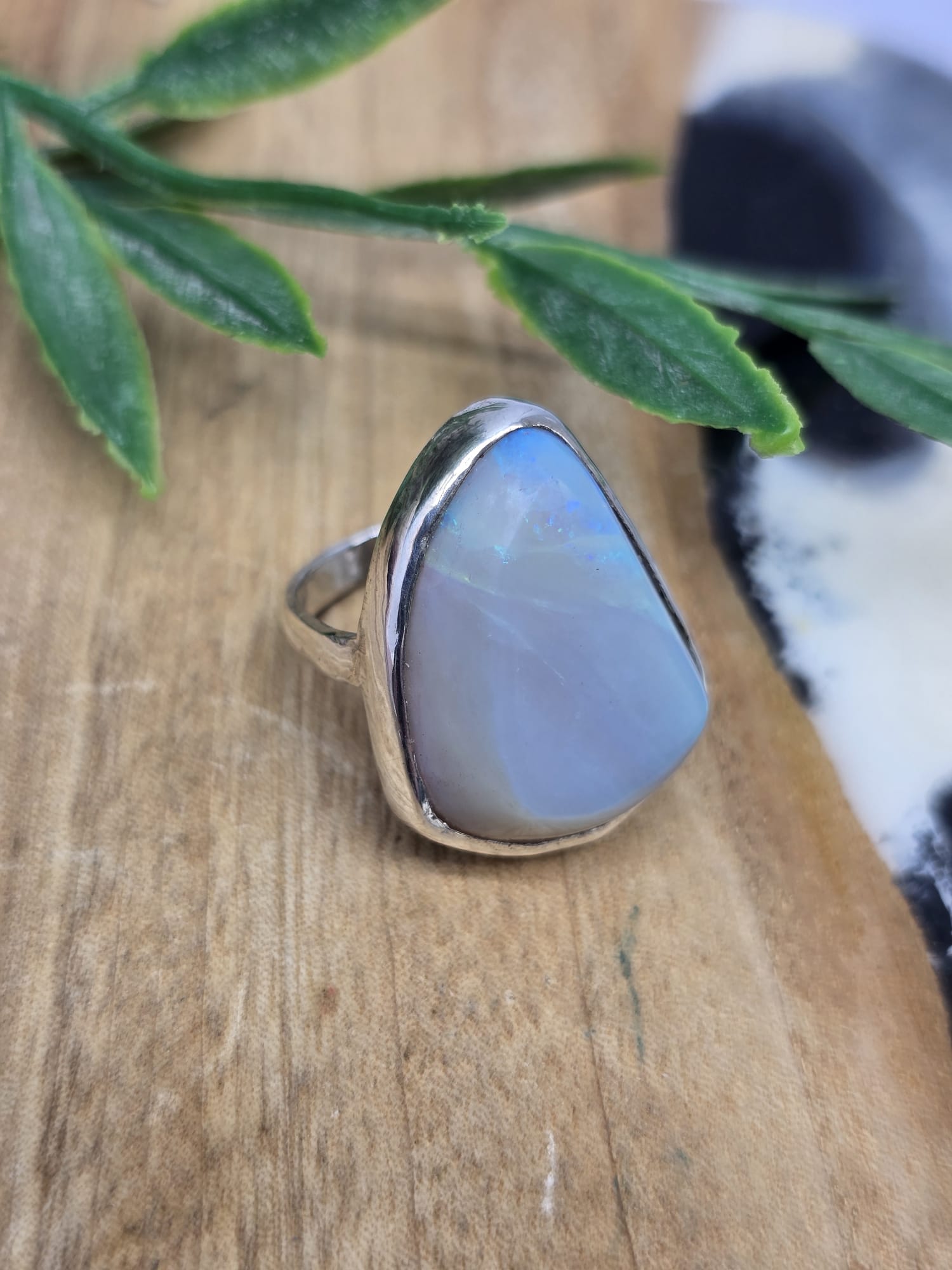 Australian Opal Ring 925 Sterling Silver Size 6 Crystal Wellness