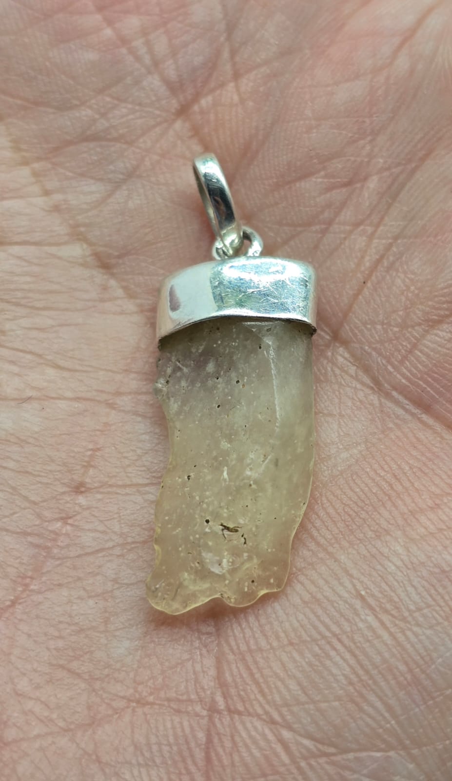 Libyan Gold Desert Glass 925 Silver Pendant 2.5g Crystal Wellness