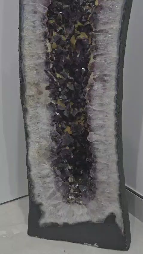 Extra Large Natural Amethyst Cathedral AAA High Grade with Rare Calcite and Quartz 109.70Kgs 1644x300x200mm