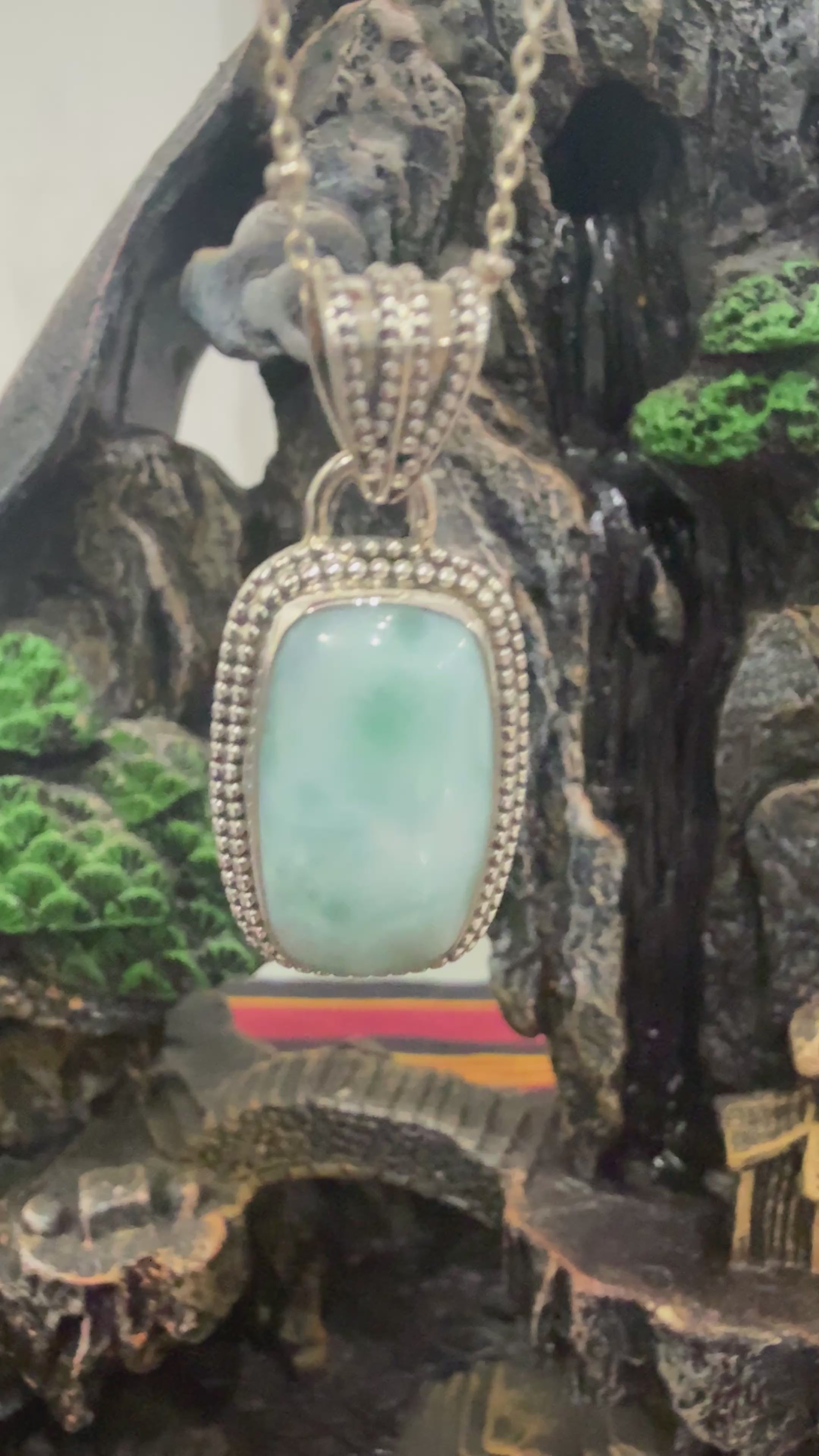 Larimar Sterling Silver (92.5) Pendant High Grade– 26x15 mm