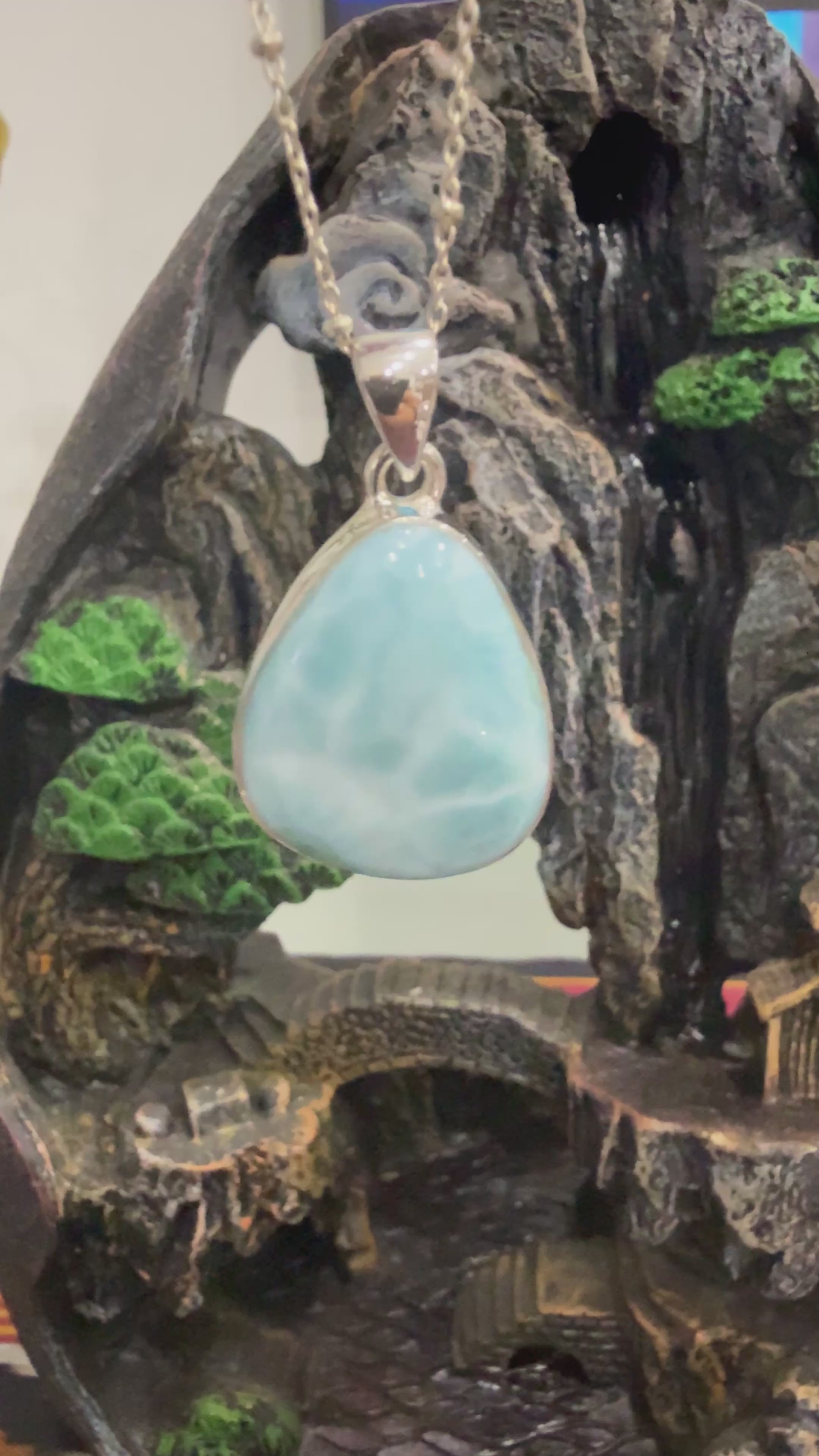 Larimar Sterling Silver (92.5) Pendant high grade – 23x20mm