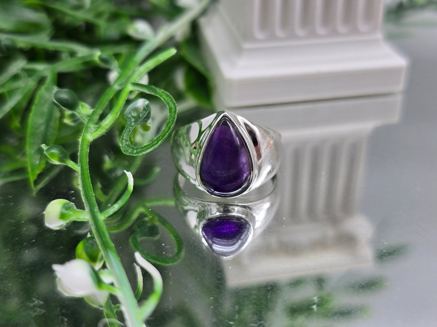 Amethyst High Grade 925 Sterling Silver Ring – Stone of Peace & Spiritual Protection Crystal Wellness