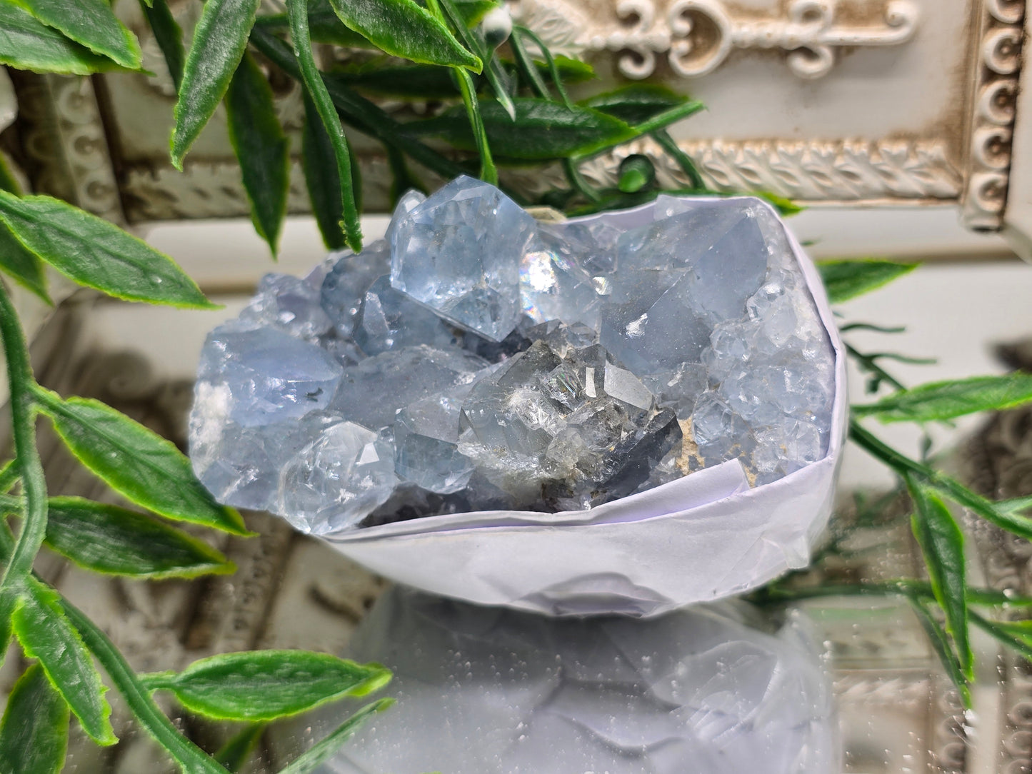 Natural Celestite Cluster – Madagascar | Angelic Communication, Peace & Spiritual Connection Crystal Wellness