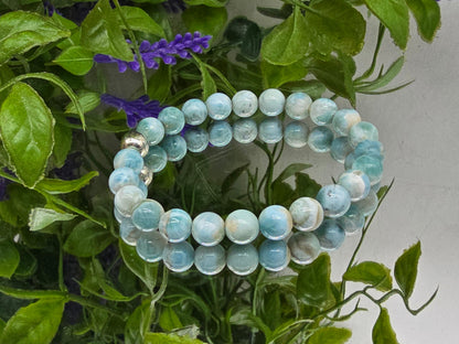 Larimar 8mm Beads Bracelet (Stone of Divine Feminine Calm) Crystal Wellness
