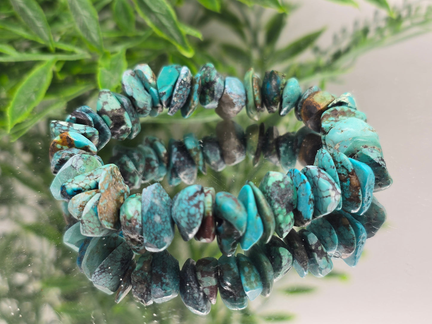Natural Untreated Turquoise Raw & Half-Polished Chip Bracelet – Stone of Protection, Wisdom & Authentic Expression Crystal Wellness