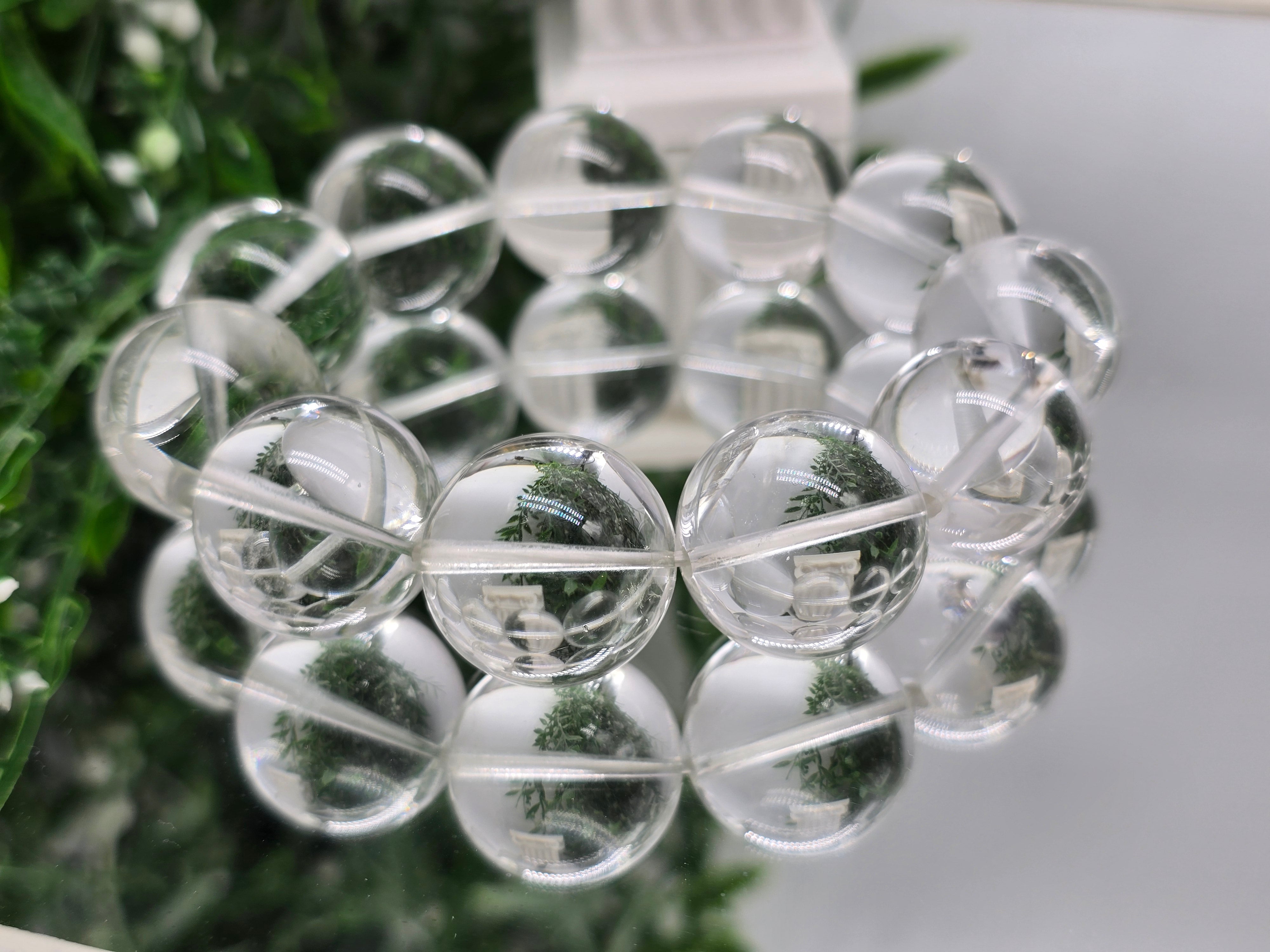 High Grade Clear Quartz Radiance Bracelet – 21mm Ultimate Power Beads Crystal Wellness