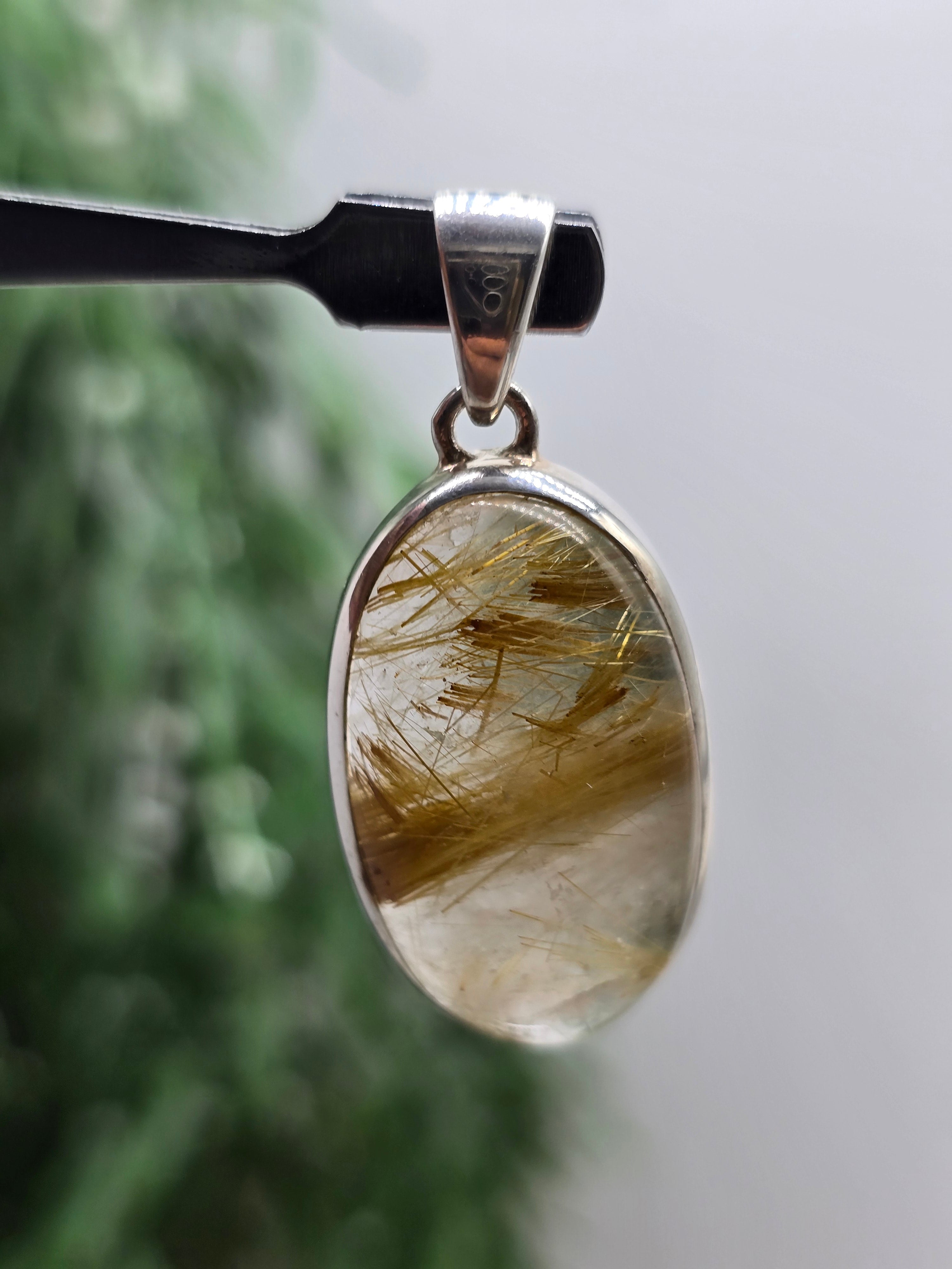 ✨ Golden Rutilated Quartz 925 Sterling Silver Pendant – Manifestation & Abundance Crystal for Empowered Clarity Crystal Wellness
