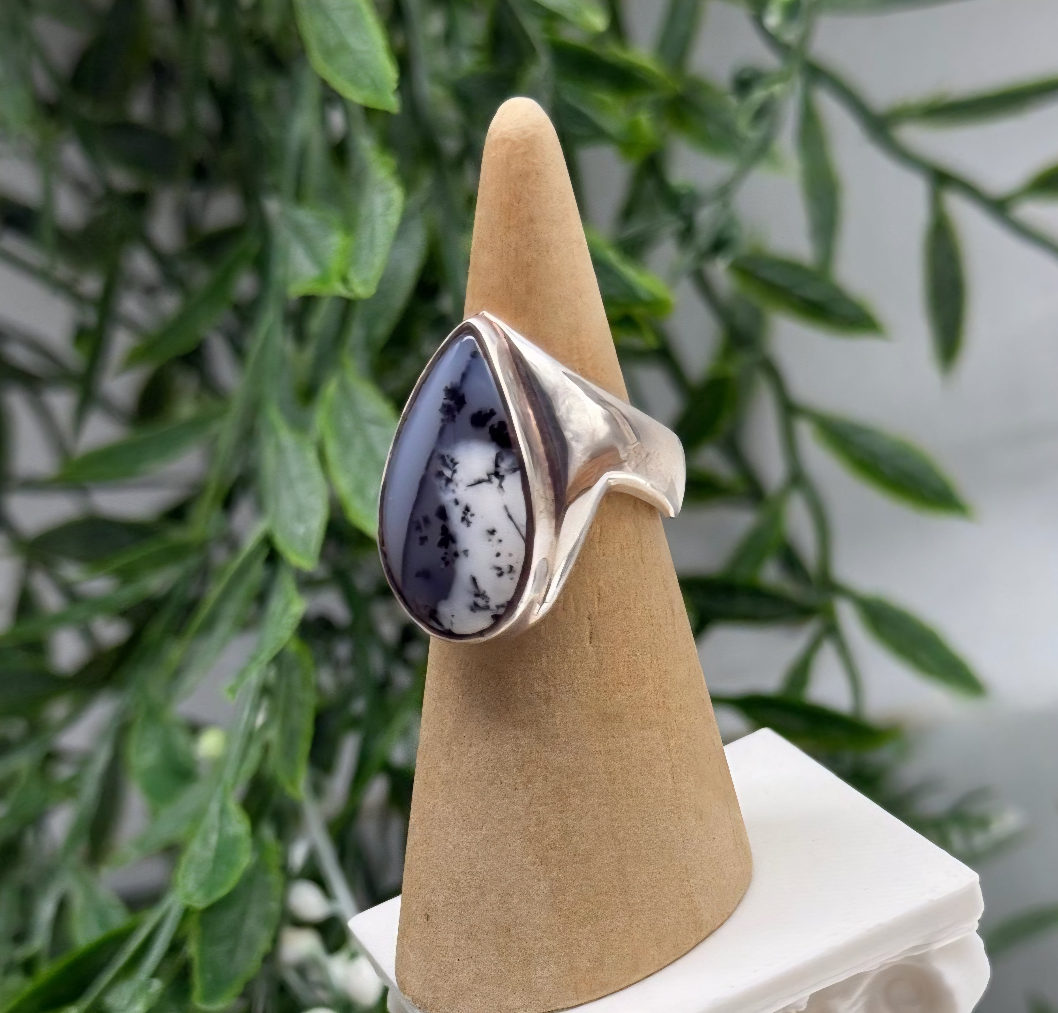 Dendritic Opal 925 Sterling Silver Ring – Size 6 | Stone of Inner Clarity & Growth Crystal Wellness
