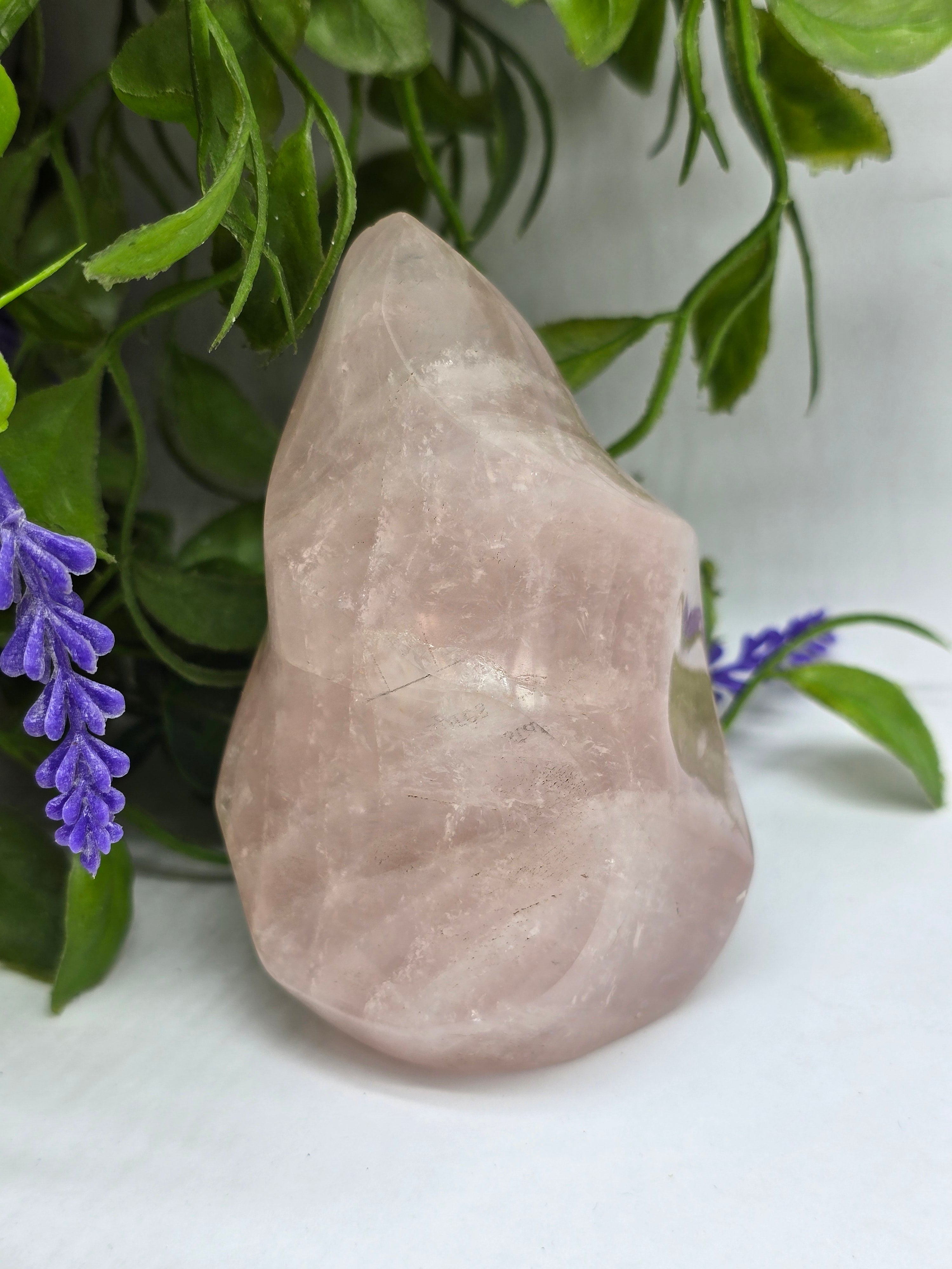 Rose Quartz Fire flame High Grade Crystal Wellness