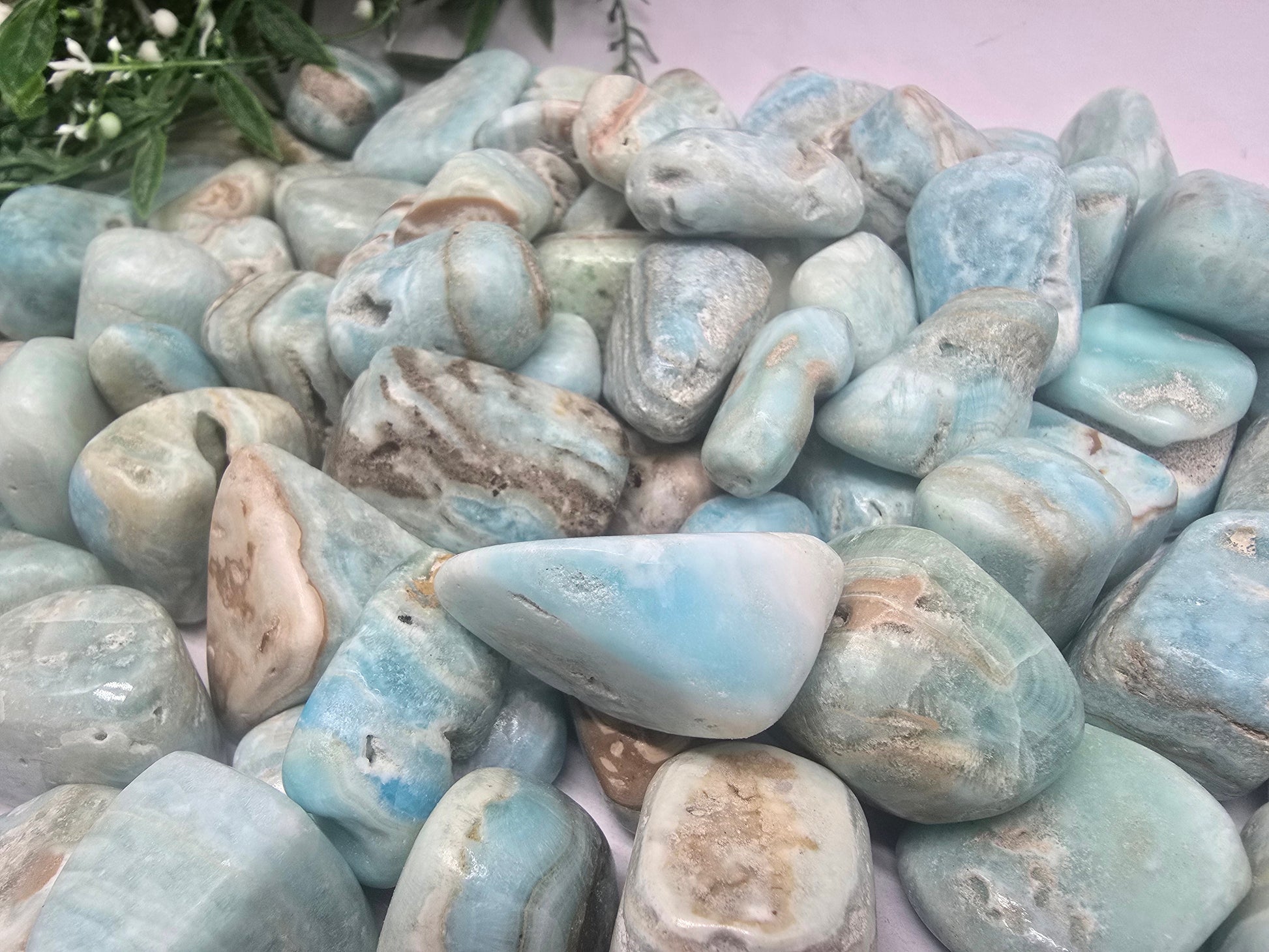 Caribbean Blue Calcite Tumbled Stone Crystal Wellness