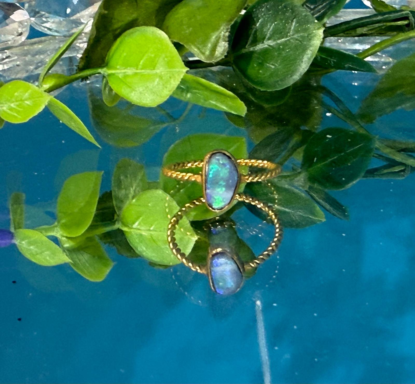 Ethereal Australian Opal 22 Carat Gold Ring Crystal Wellness