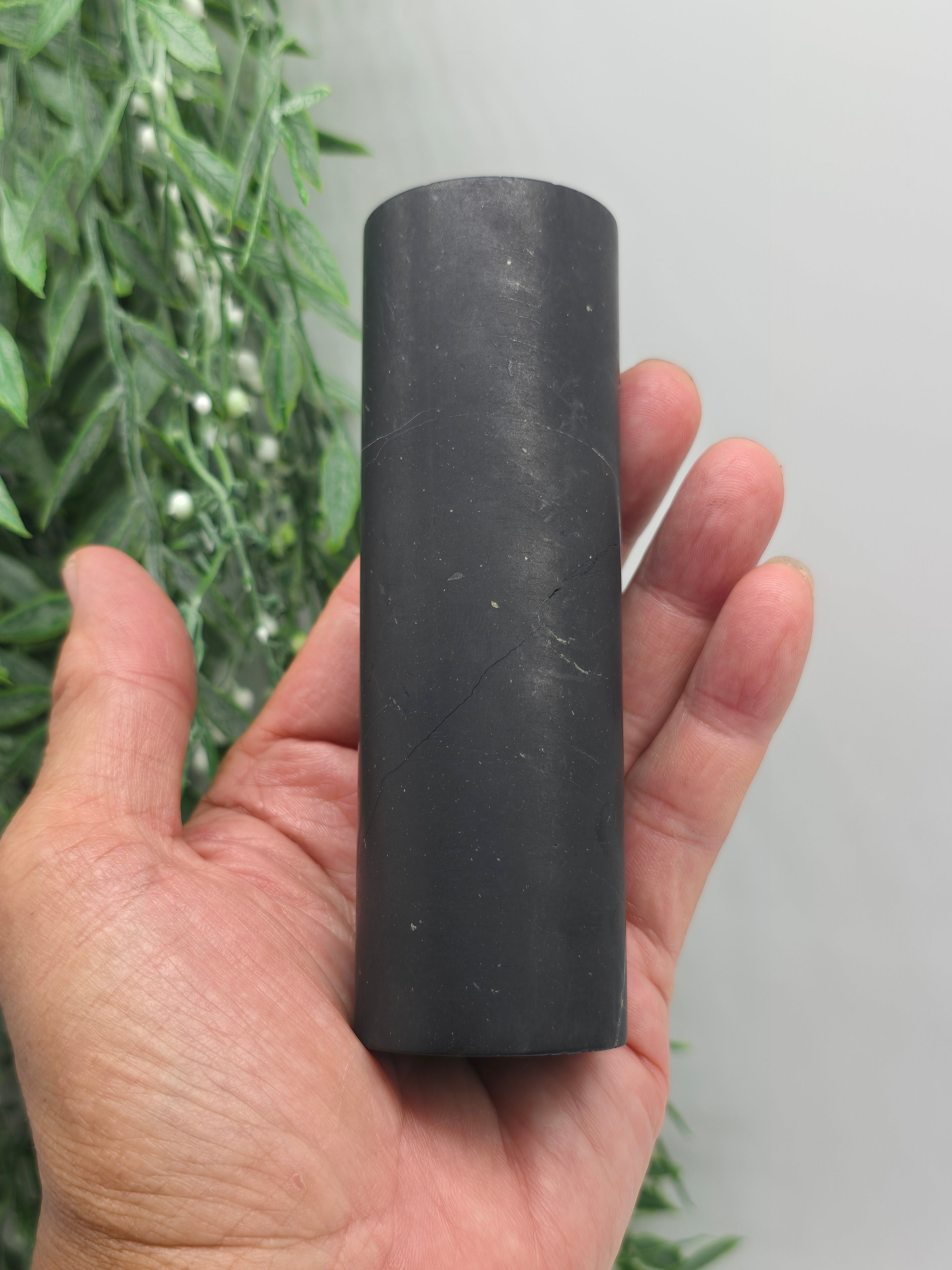 Shungite Harmoniser Cylinder 12.5 x 4cm | EMF Protection Stone | Grounding & Purification Energy Crystal Wellness