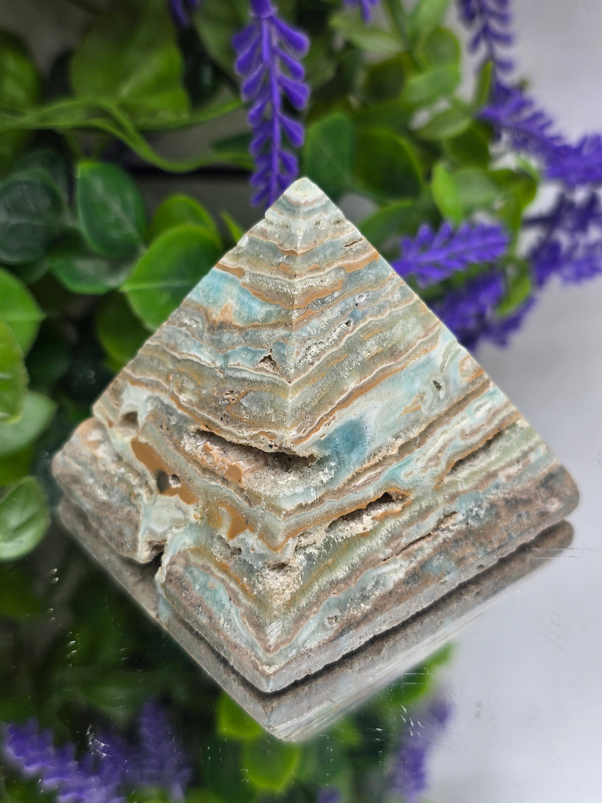 Caribbean Blue Calcite Pyramid — Stone of Peace, Emotional Healing & Gentle Transformation Crystal Wellness