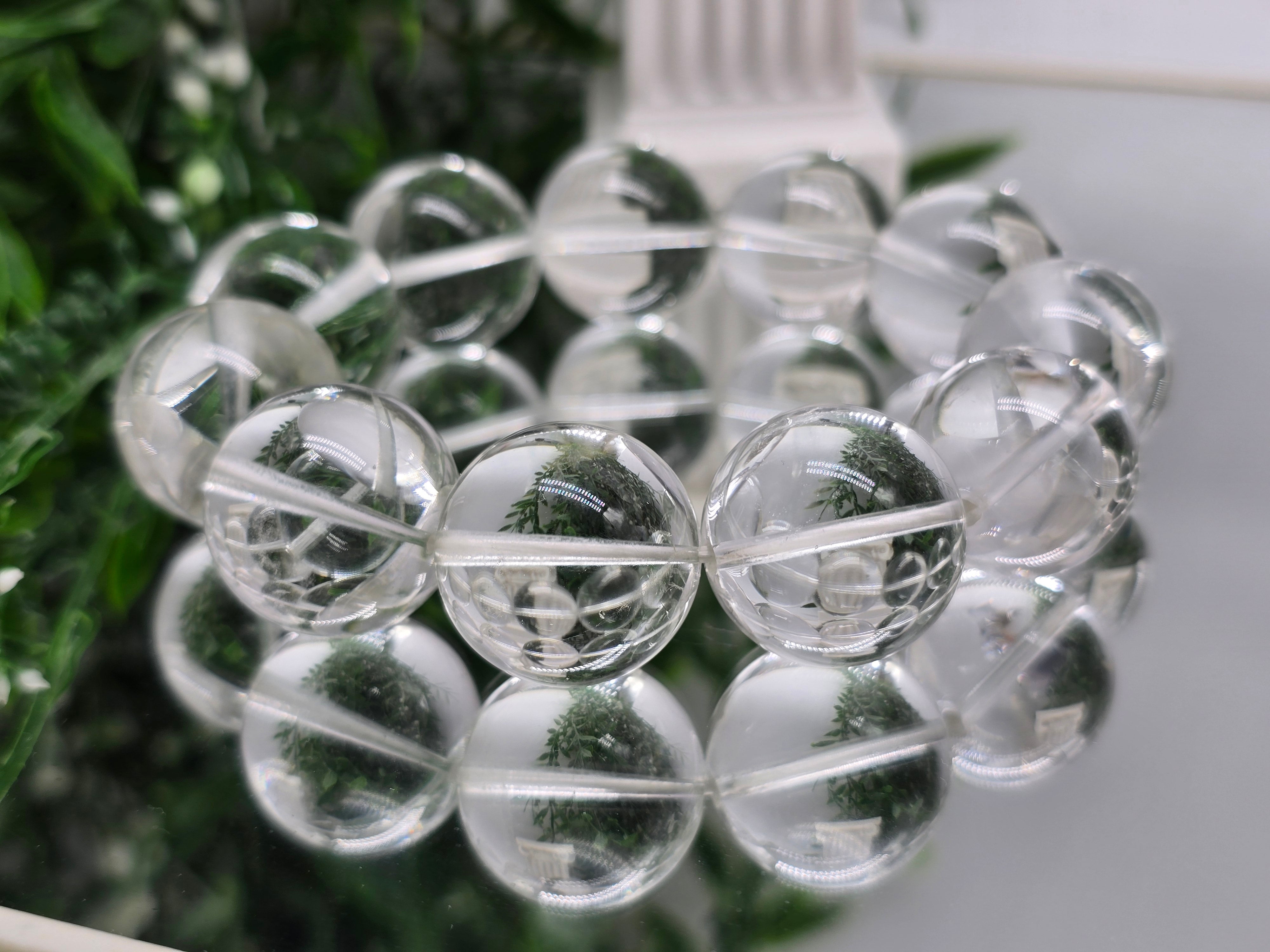 High Grade Clear Quartz Radiance Bracelet – 21mm Ultimate Power Beads Crystal Wellness