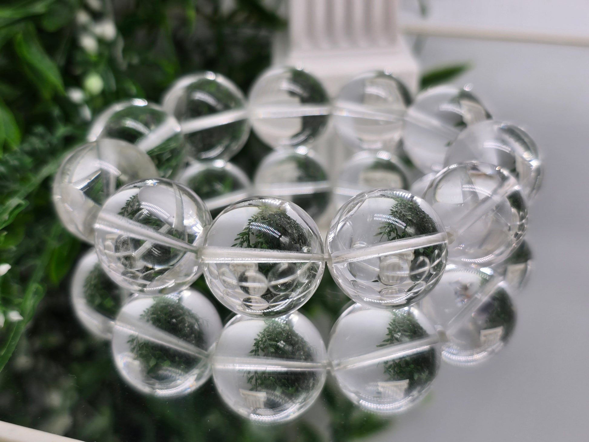 High Grade Clear Quartz Radiance Bracelet – 21mm Ultimate Power Beads Crystal Wellness
