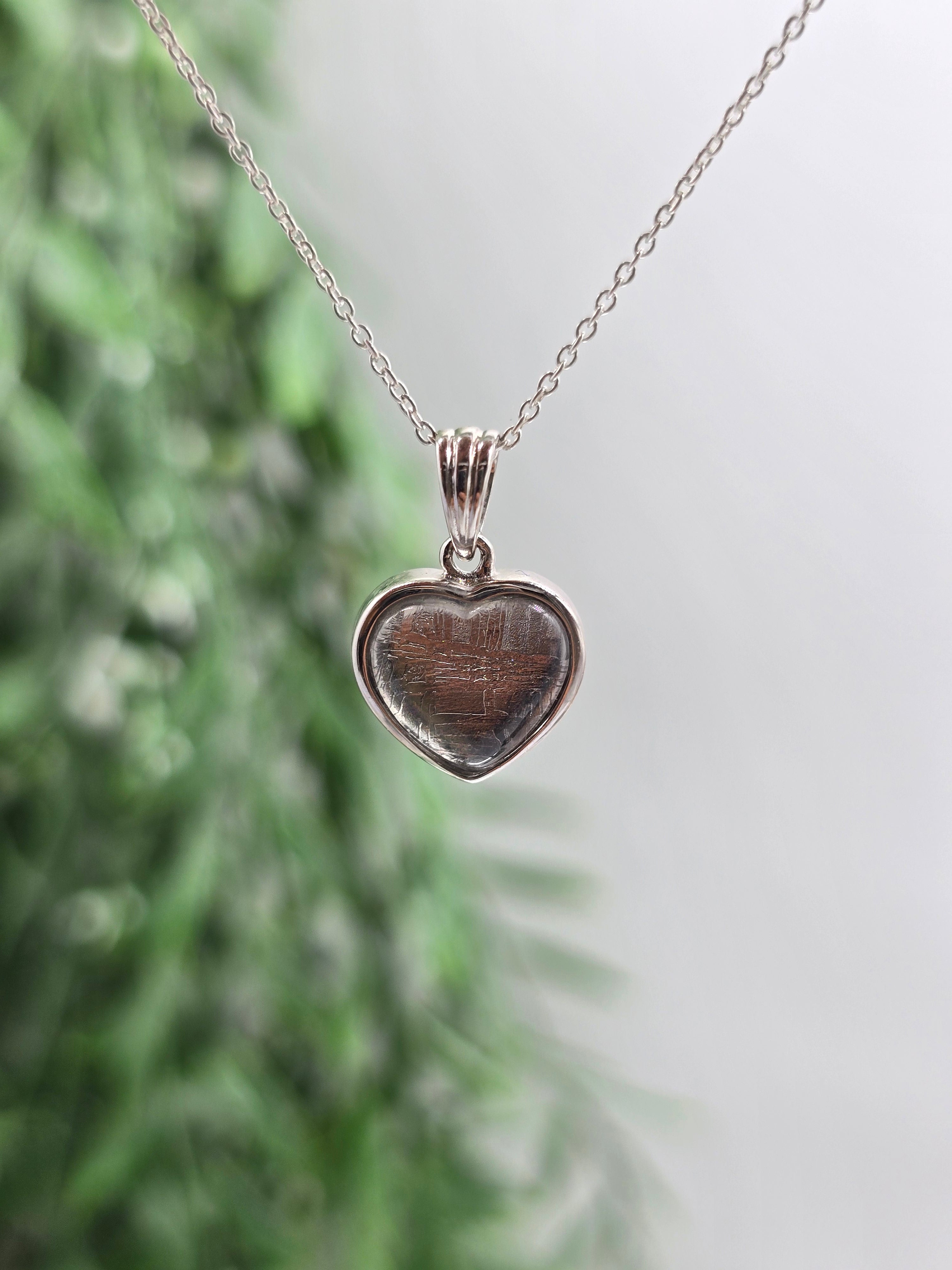 Munionalusta Meteorite Heart Pendant 12x12mm – Swedish Iron Meteorite – Cosmic Protection, Grounding & Spiritual Awakening Crystal Wellness