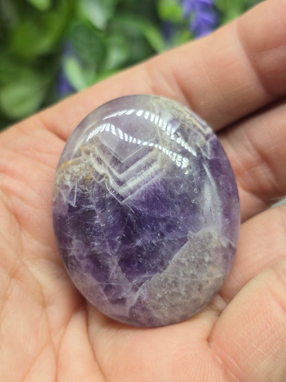 Chevron Amethyst Palm Stone (Stone of Spiritual Wisdom & Inner Peace) Crystal Wellness