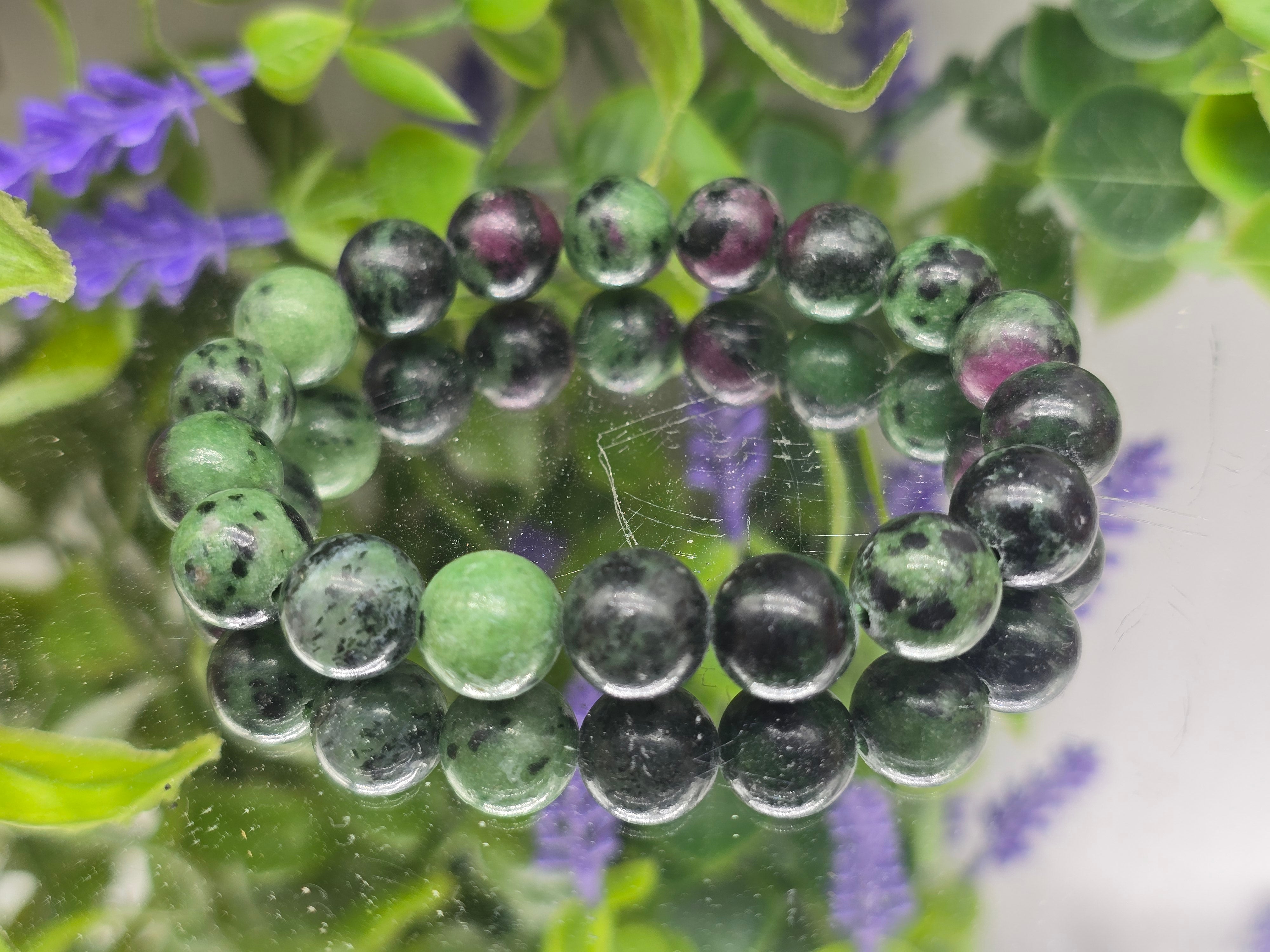 Ruby Zoisite AKA Anyolite Beads Bracelet Crystal Wellness