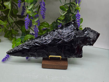 Premium Mexican Black Obsidian Spearhead Dagger – 23.5 × 10 cm | Protection, Grounding and Inner Strength Crystal Wellness