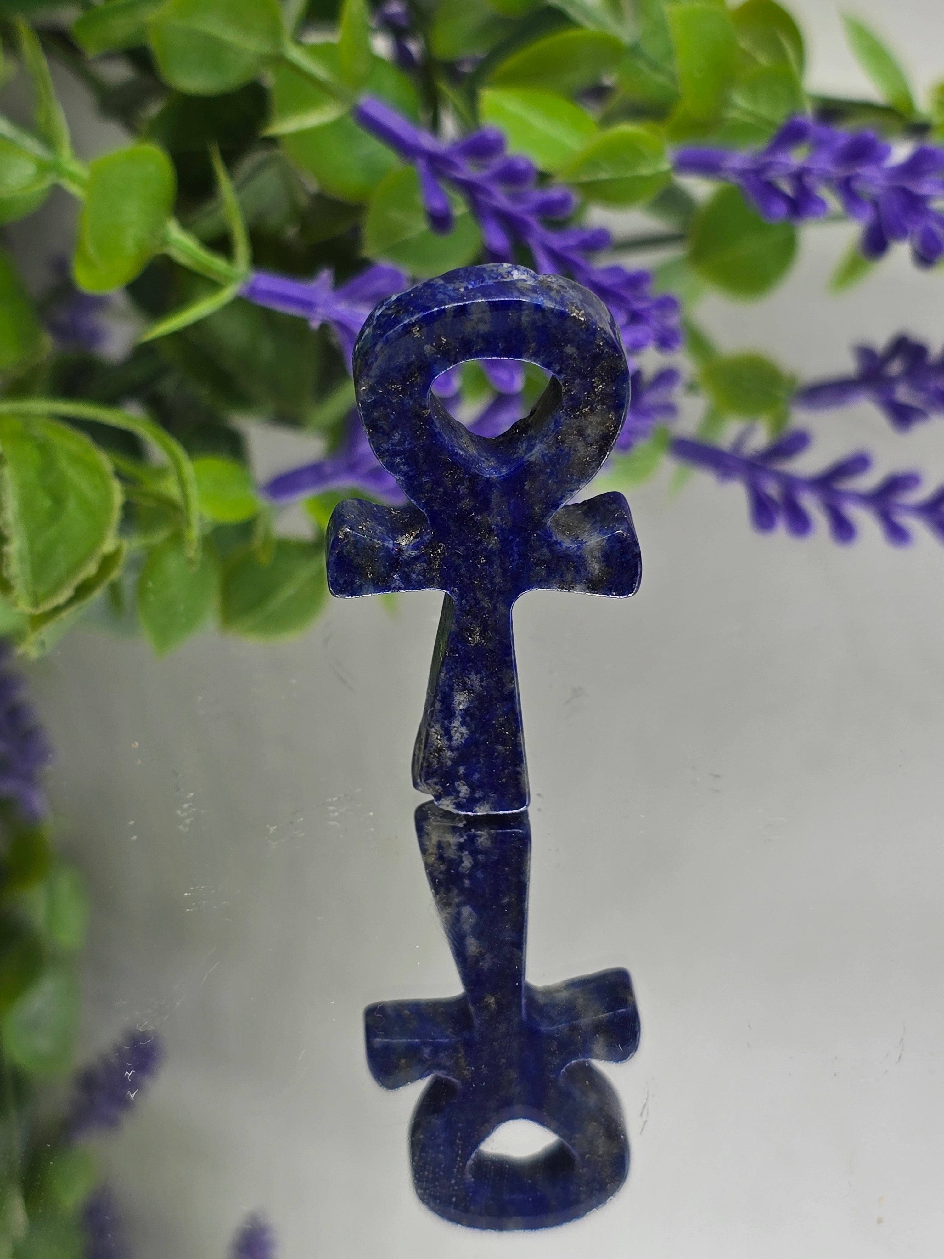 Lapis Lazuli Egyptian Ankh (Stone of Eternal Life, Truth & Divine Wisdom) 5x2.5cm Crystal Wellness