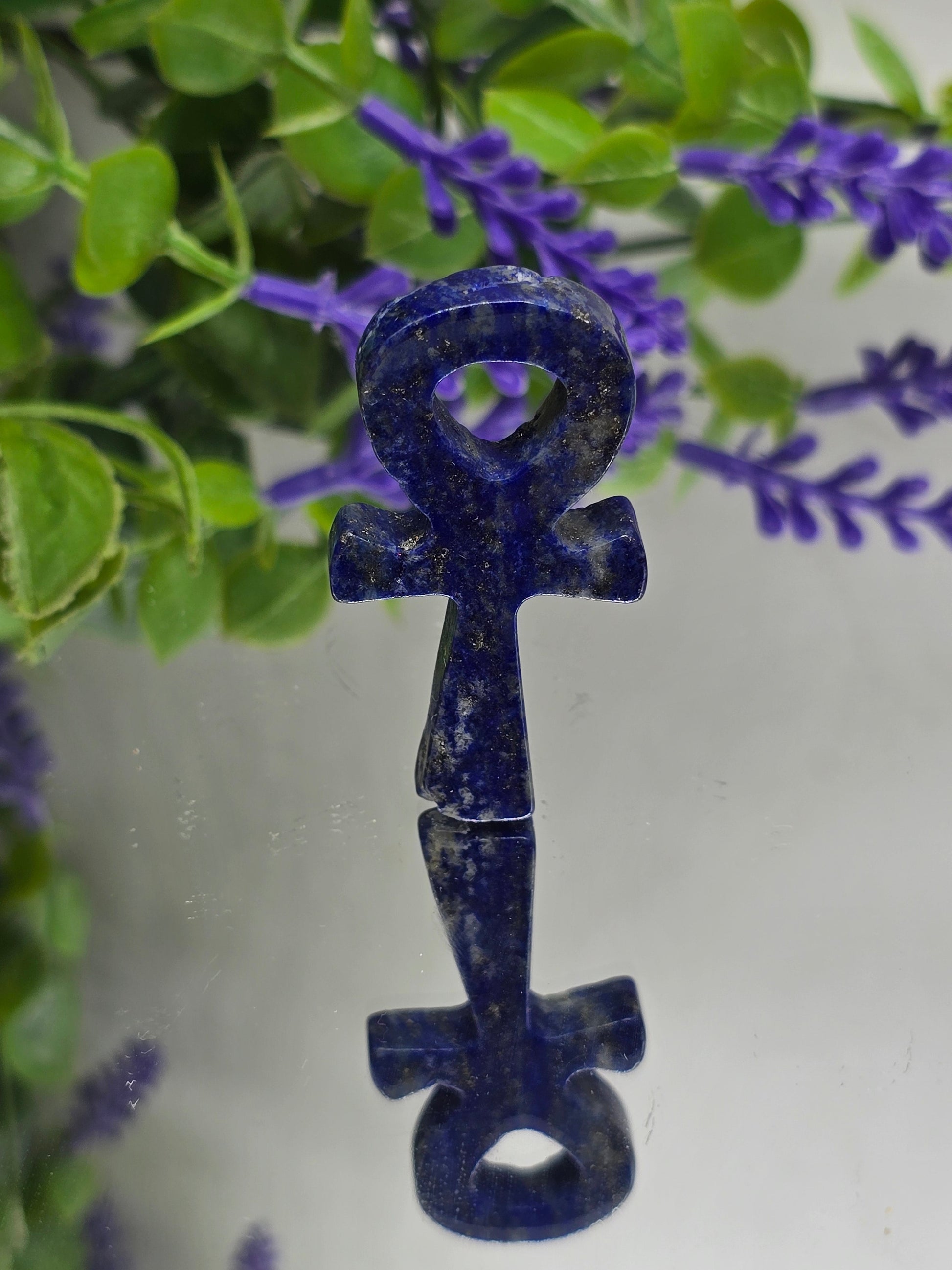Lapis Lazuli Egyptian Ankh (Stone of Eternal Life, Truth & Divine Wisdom) 5x2.5cm Crystal Wellness
