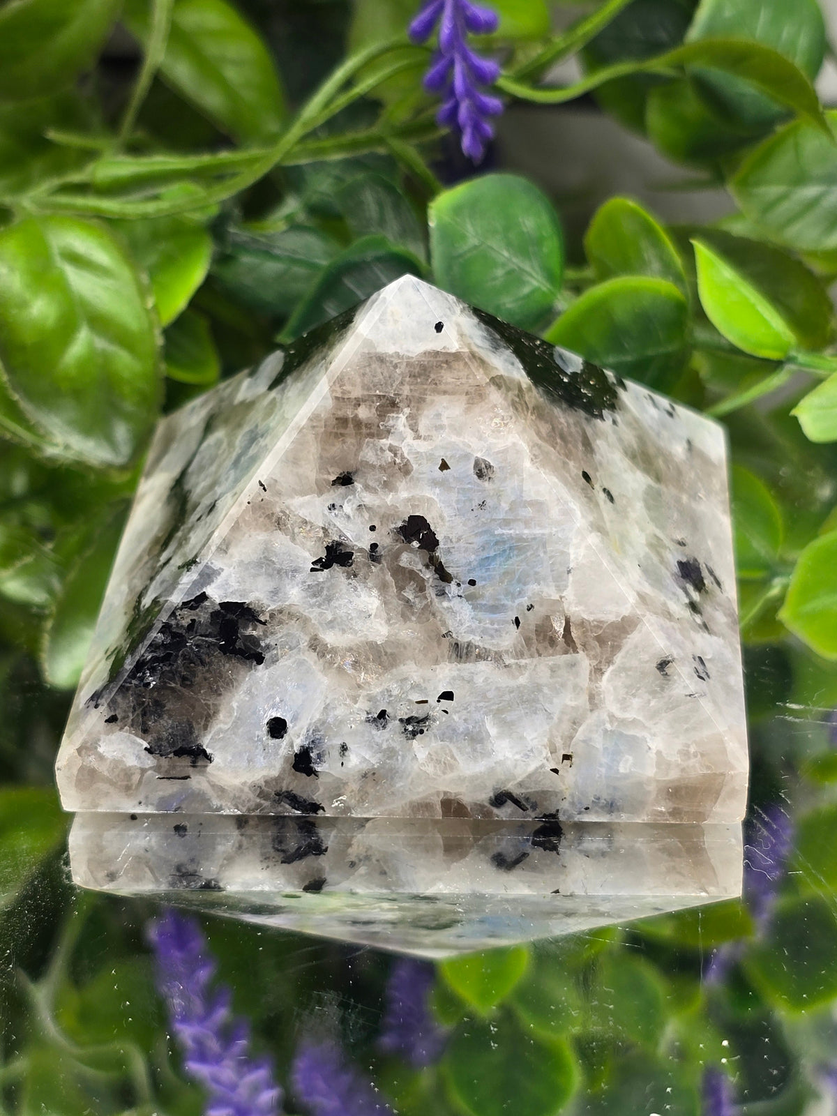 Natural Rainbow Moonstone Pyramid | Intuition, Feminine Energy & New Beginnings Crystal Wellness