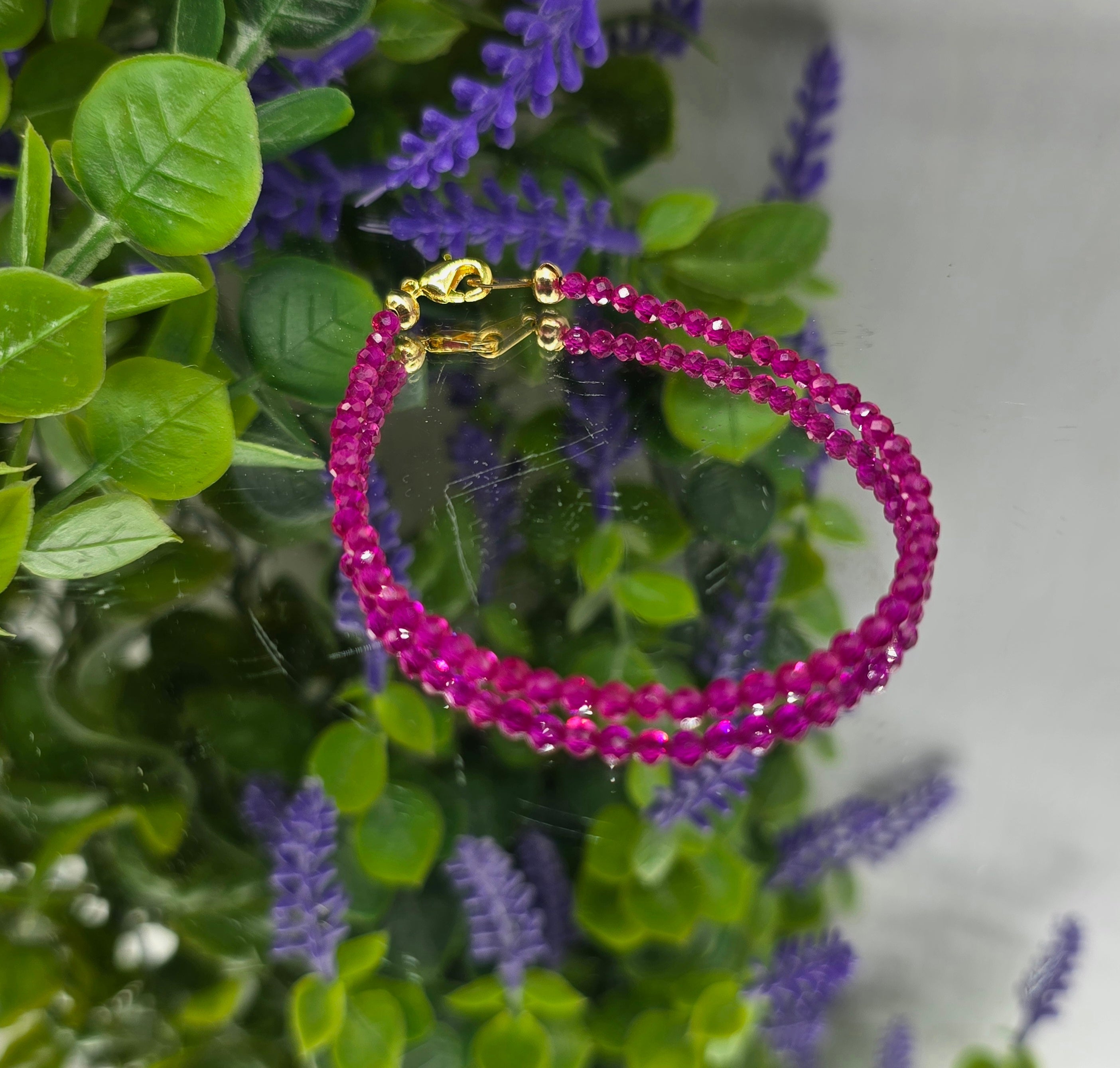 High Grade Ruby Faceted Bracelet | Stone of Passion, Confidence & Prosperity Crystal Wellness