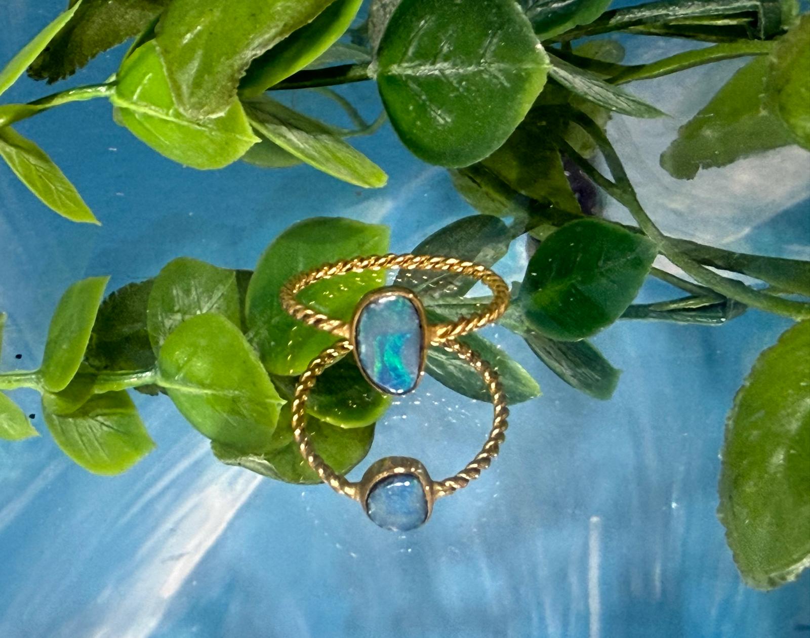 Celestial Glow Australian Opal 22 Carat Gold Ring – Size 7.5 Crystal Wellness