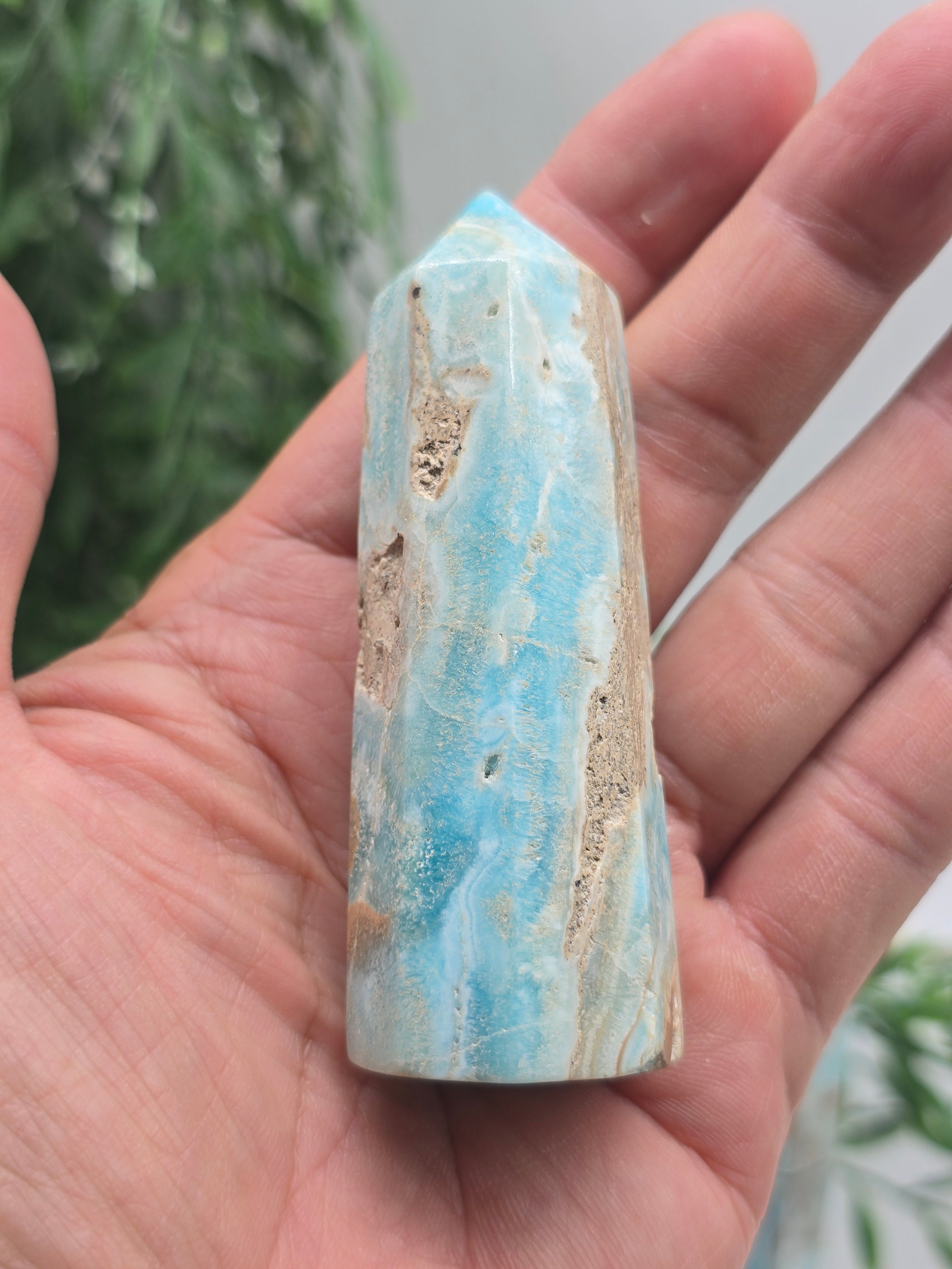 Caribbean Blue Calcite Point AAA Grade (Stone of Emotional Healing, Peace & Gentle Awakening) Crystal Wellness