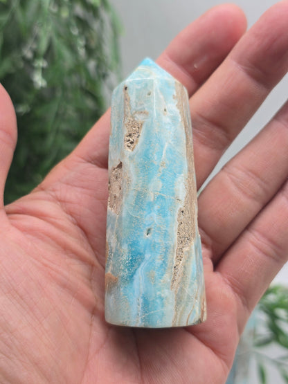 Caribbean Blue Calcite Point AAA Grade (Stone of Emotional Healing, Peace & Gentle Awakening) Crystal Wellness