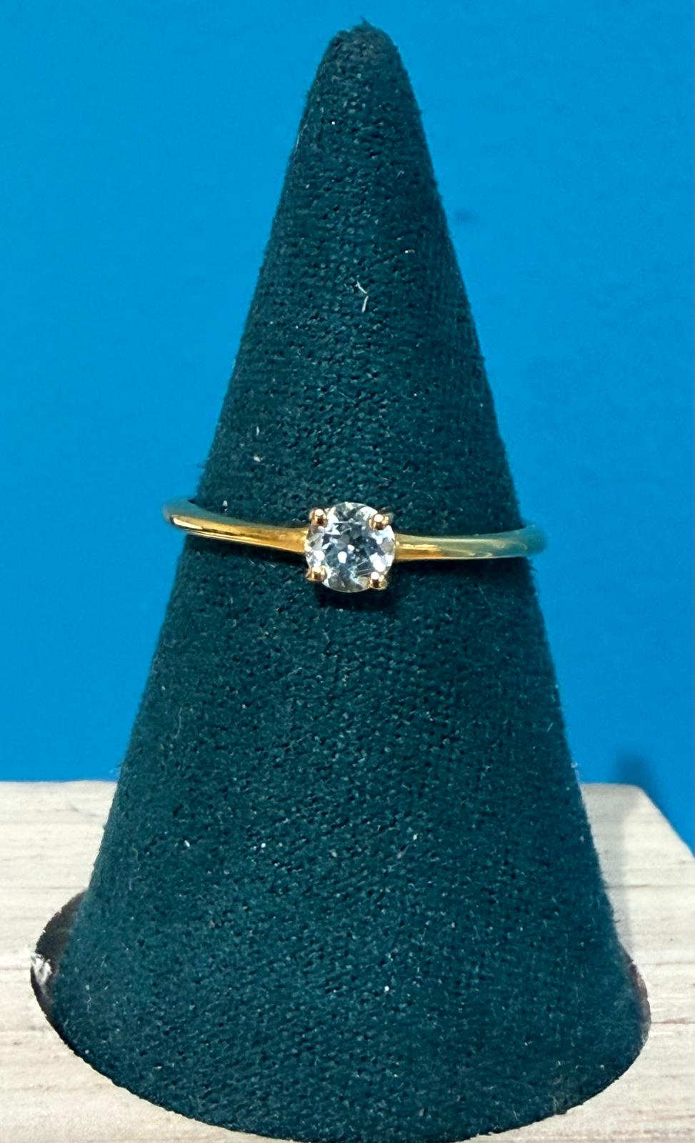 Blue Topaz Round 18ct Gold Vermeil Ring Size 5, 6 & 9 (Stone of Clear Expression & Serenity) Crystal Wellness
