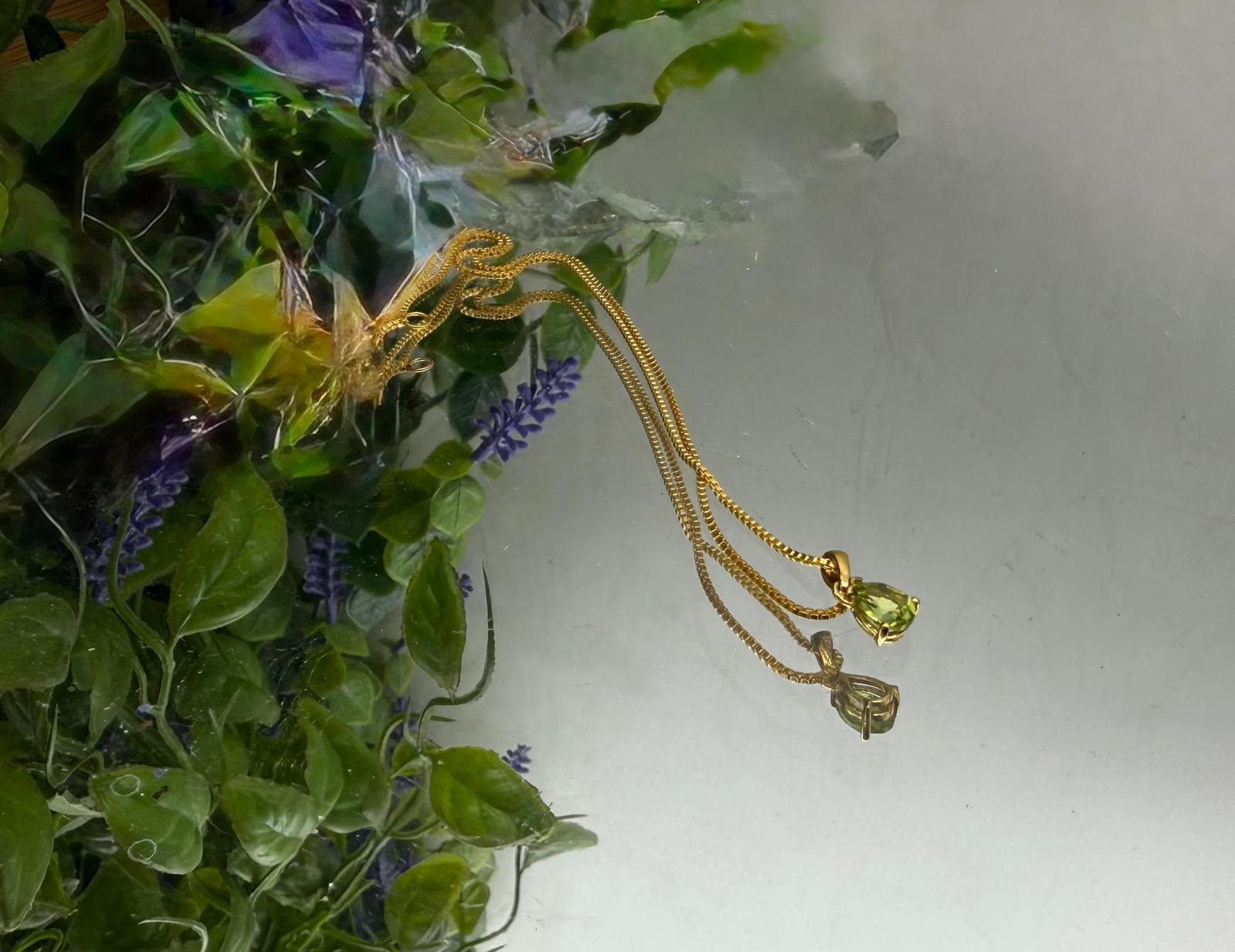 Peridot Teardrop Pendant & Necklace in 18K Gold Vermeil – Self-Healing, Renewal & Abundance Crystal Wellness
