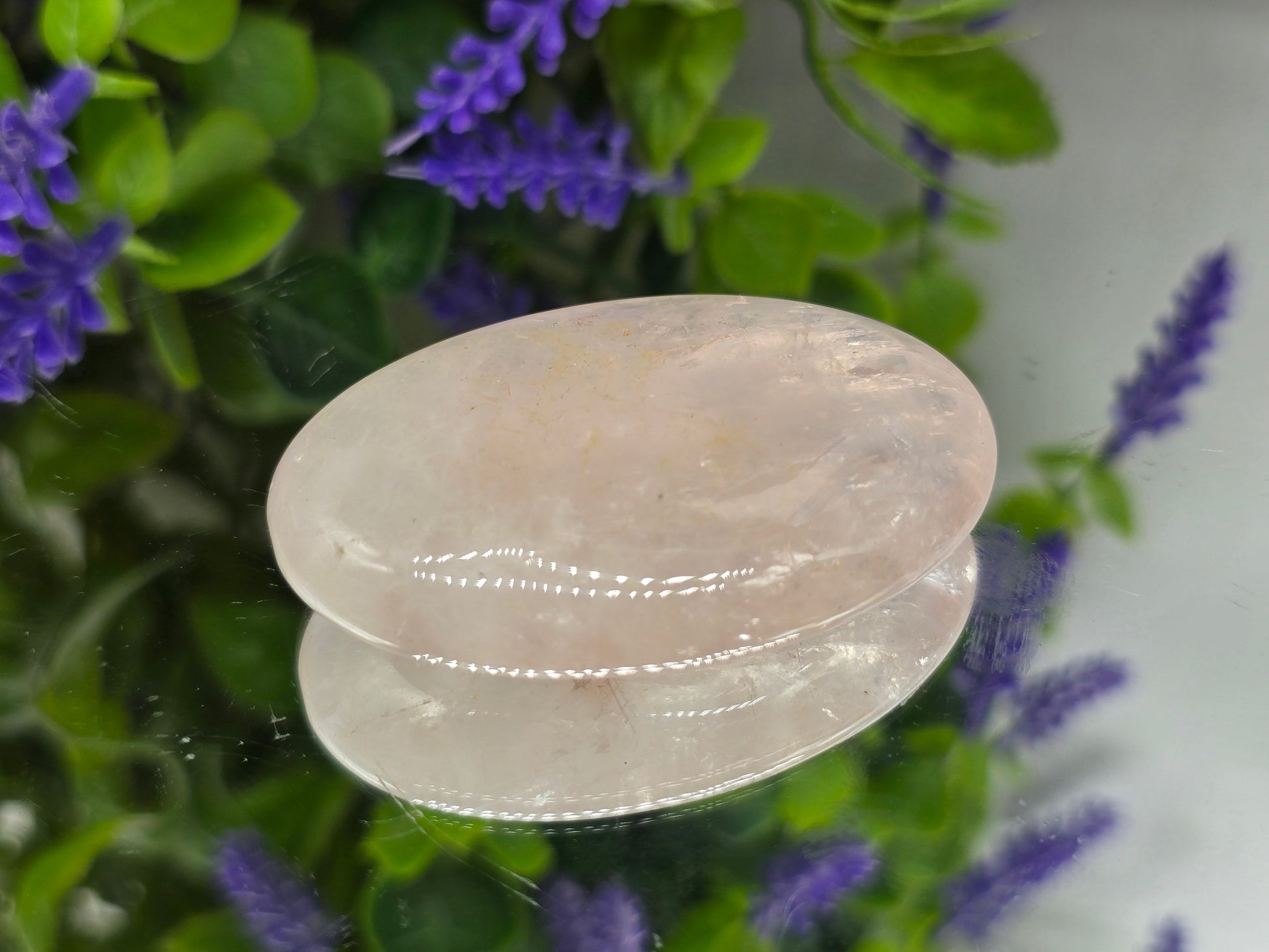 Rose Quartz Palm Stone (Stone of Unconditional Love & Compassion) Crystal Wellness